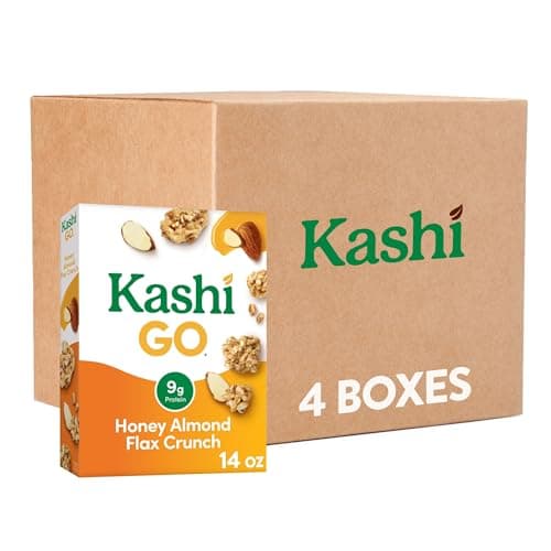Kashi GO Breakfast Cereal, Family Breakfast, Fiber Cereal, Honey Almond Flax Crunch (4 Boxes)