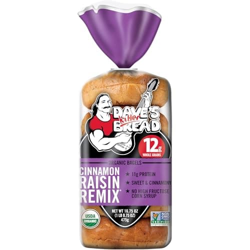 Dave's Killer Bread Cinnamon Raisin Remix Bagels, Organic Cinnamon Raisin Bagels, 5 Count
