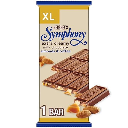 HERSHEY'S SYMPHONY Milk Chocolate, Almonds and Toffee XL, Candy Bar, 4.25 oz (16 Pieces)