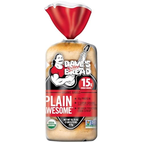Dave's Killer Bread Plain Awesome Bagels, Organic Bagels, 15g Whole Grains per Bagel, 5 Count image 1