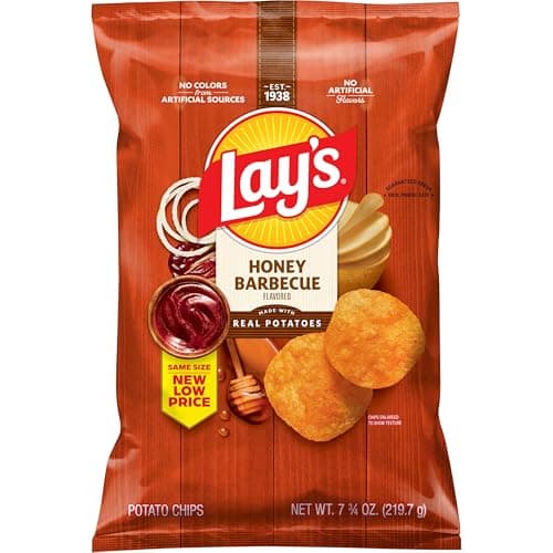 Lay's Potato Chips, Honey Barbecue Flavored Snacks, 7.75oz Bag