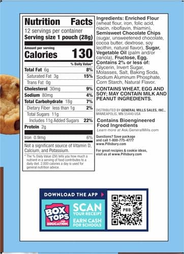 Pillsbury Mini Soft Baked Cookies, Chocolate Chip, Snack Bags, 12 ct thumbnail 4