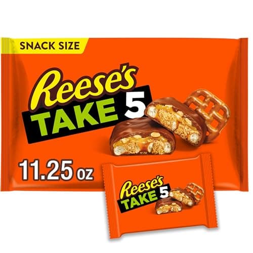 REESE'S TAKE 5 Pretzel, Peanut and Chocolate Snack Size, Candy Bag, 11.25 oz