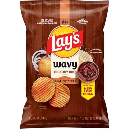 Lay's Wavy Potato Chips Barbecue Flavor Hickory BBQ, 7.5 Oz