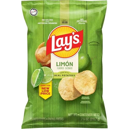 Lay's Potato Chips, Limon Flavored Snacks, 7.75oz Bag image 1