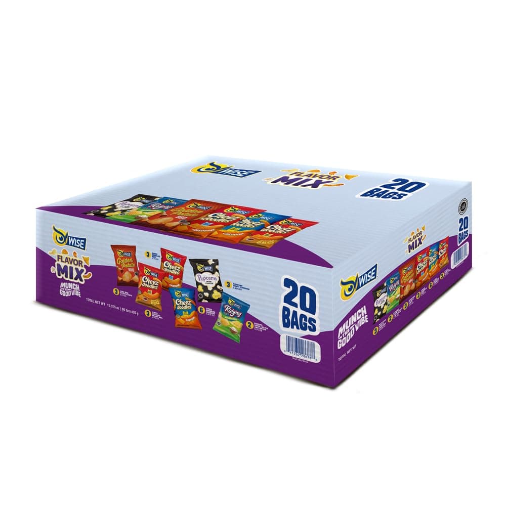 Wise Snacks Flavor Mix Potato Chips Variety Pack (20 Count) - Real Ingredients, MultiPack Gluten-Free 0g Trans Fat, No Preservative 0.875 Ounce Snacks thumbnail 4