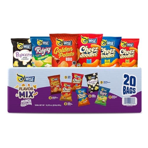 Wise Snacks Flavor Mix Potato Chips Variety Pack (20 Count) - Real Ingredients, MultiPack Gluten-Free 0g Trans Fat, No Preservative 0.875 Ounce Snacks