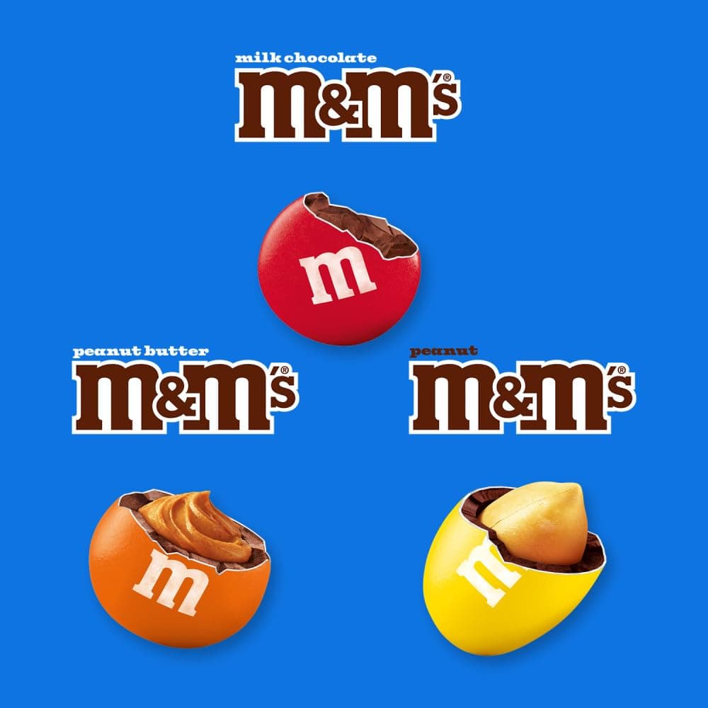 M&M'S Milk Chocolate, Peanut & Peanut Butter Fun Size Variety Pack, Party Size, 19.41 Oz Bulk Candy Bag thumbnail 4
