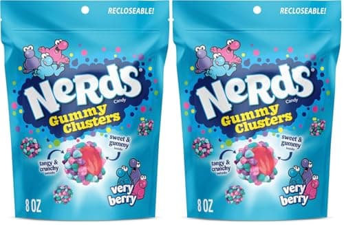 NERDS Gummy Clusters Candy, Very Berry, Crunchy and Gummy, 8 oz (Pack of 2)