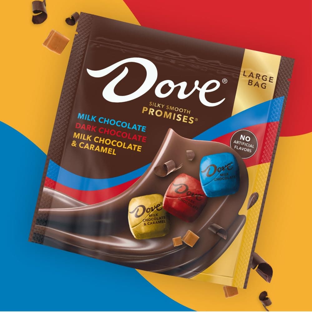 DOVE PROMISES Milk Chocolate, Dark Chocolate, and Milk Chocolate & Caramel Variety Assortment, 14.08 Oz Large Bag thumbnail 4