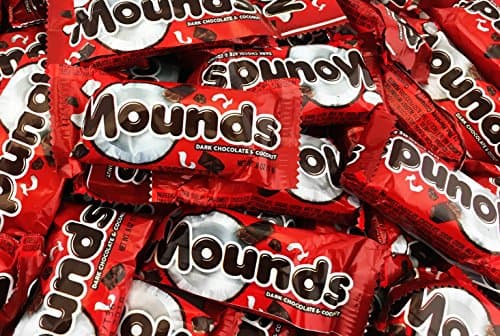 Mounds Dark Chocolate Coconut Filled Snack Size Treats, 0.6 Ounce (Pack of 3 Pounds) image 1