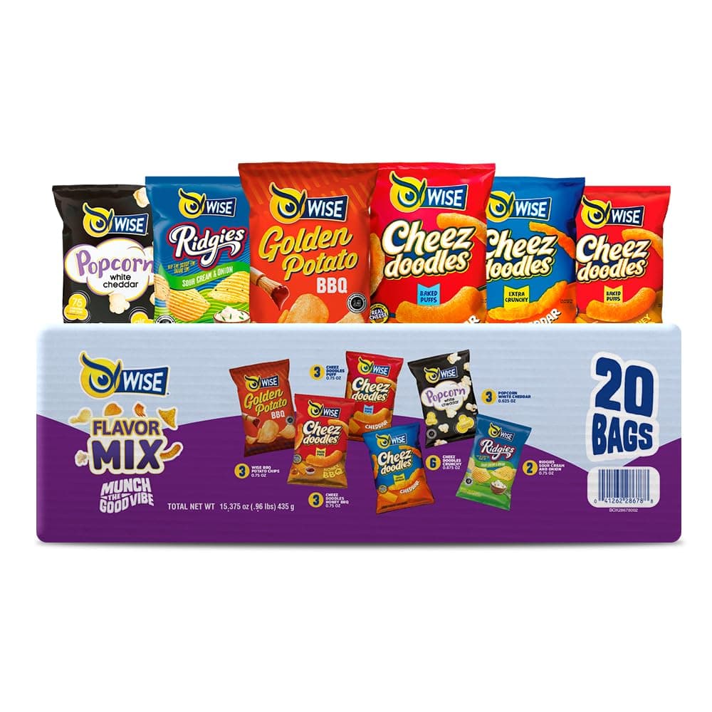 Wise Snacks Flavor Mix Potato Chips Variety Pack (20 Count) - Real Ingredients, MultiPack Gluten-Free 0g Trans Fat, No Preservative 0.875 Ounce Snacks thumbnail 2