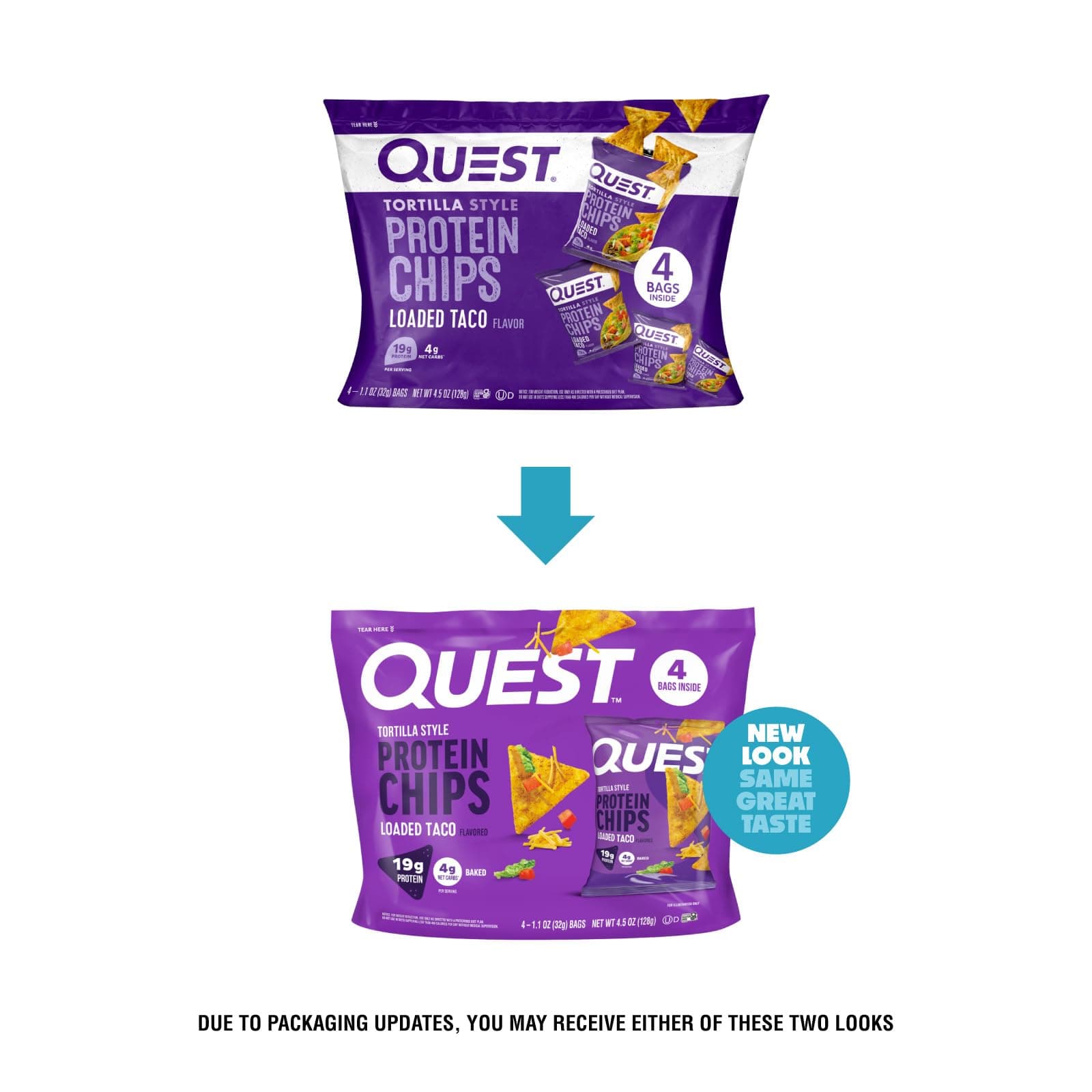Quest Nutrition Loaded Taco Tortilla Style Protein Chips, 19g Protein, 4g Net Carb, Low Carb, Gluten Free, 1.1 oz (Pack of 4) thumbnail 2