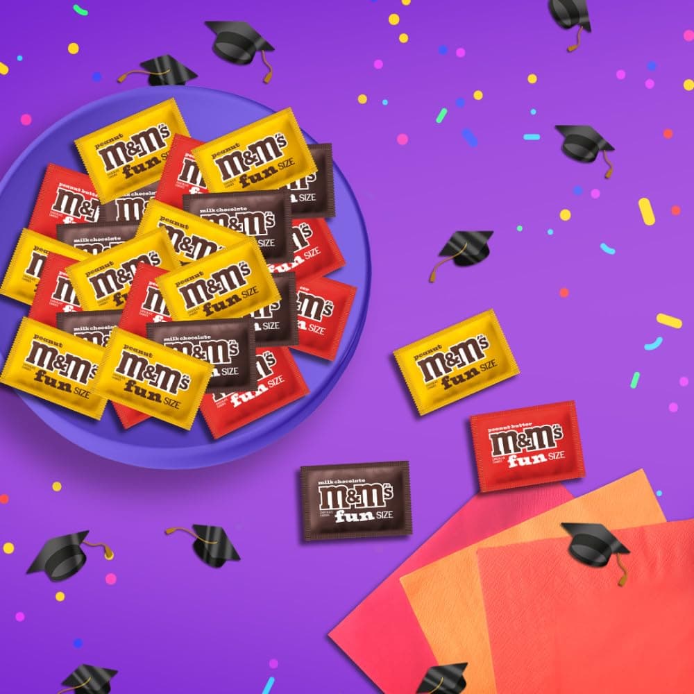 M&M'S Milk Chocolate, Peanut & Peanut Butter Fun Size Variety Pack, Party Size, 19.41 Oz Bulk Candy Bag thumbnail 7