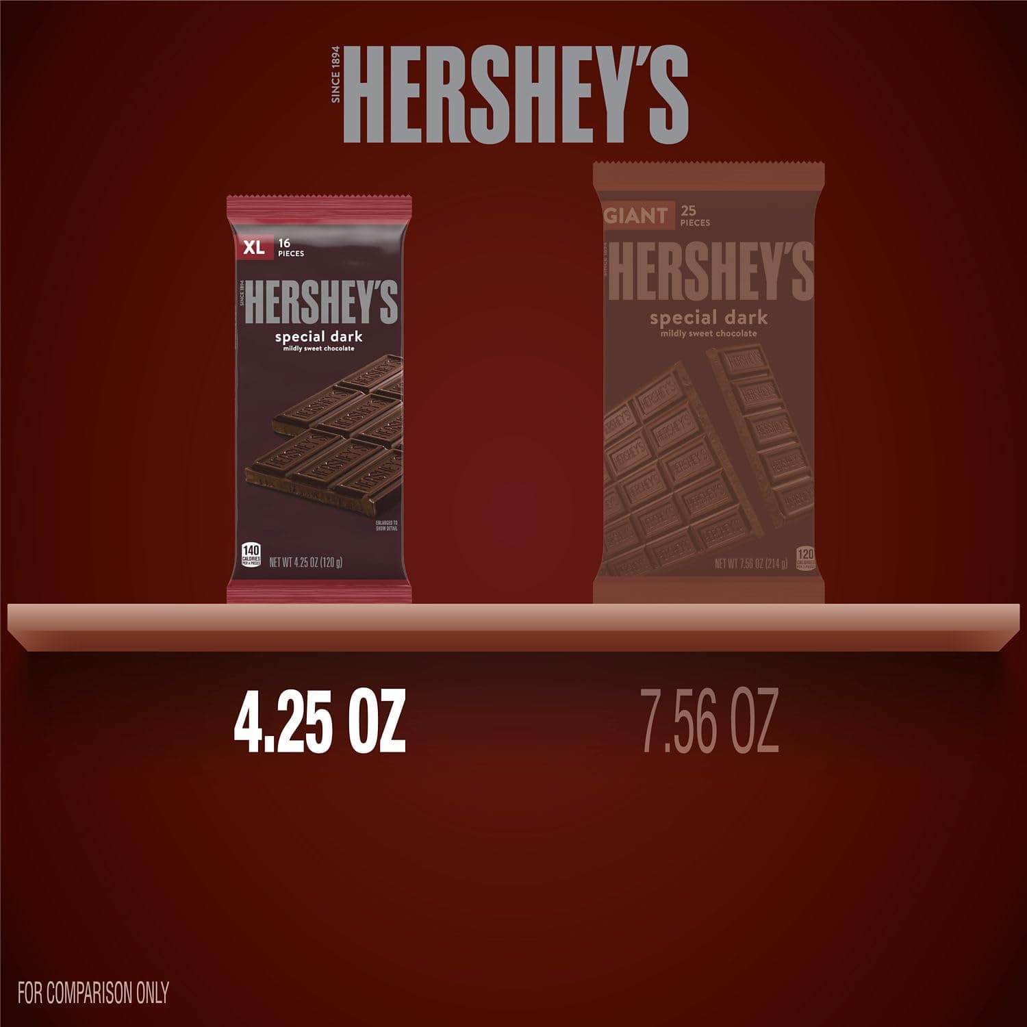 HERSHEY'S SPECIAL DARK Mildly Sweet Chocolate XL, Candy Bar, 4.25 oz (16 Pieces) thumbnail 7