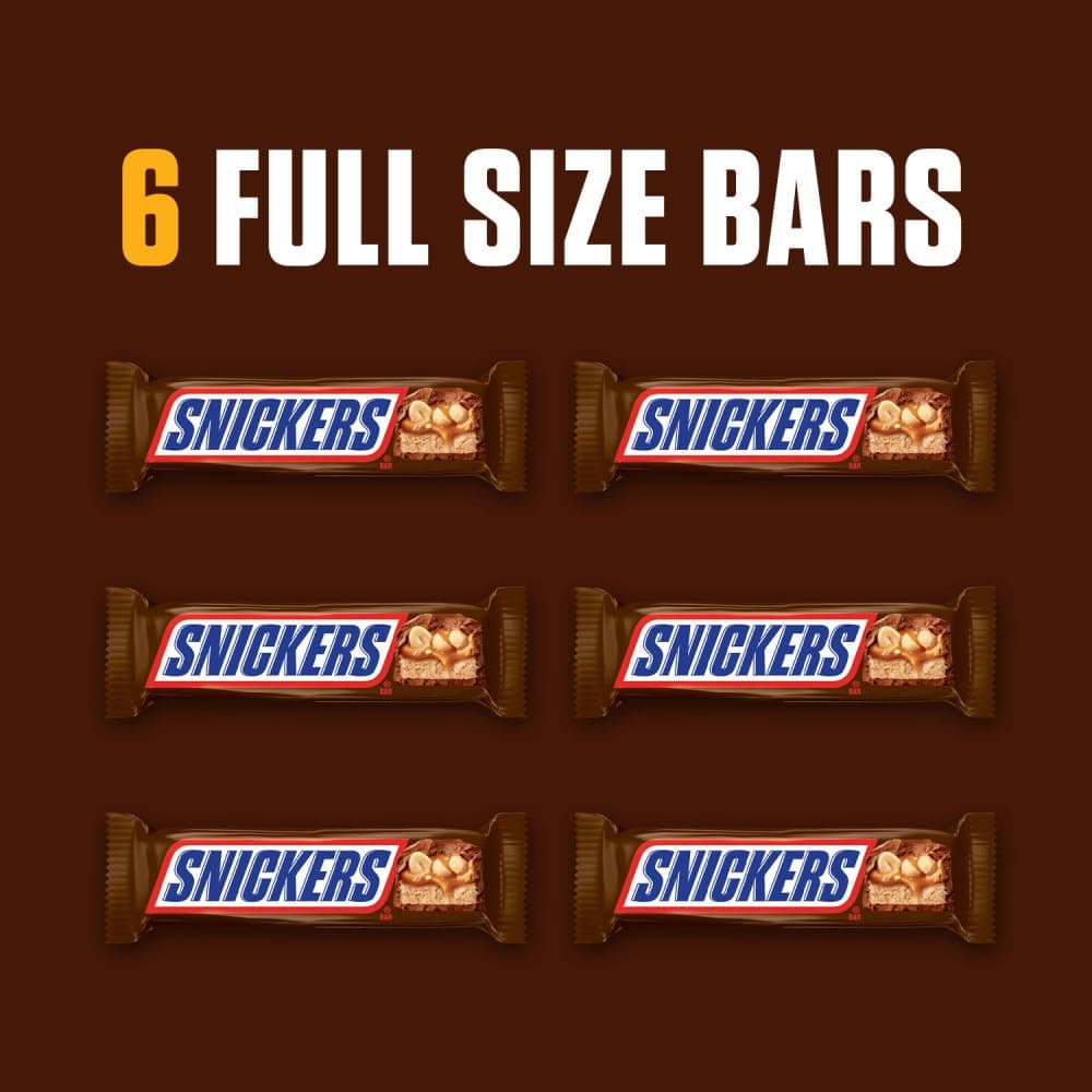 SNICKERS Full Size Chocolate Candy Bars, 11.16oz bag, 6 Bars per bag thumbnail 5
