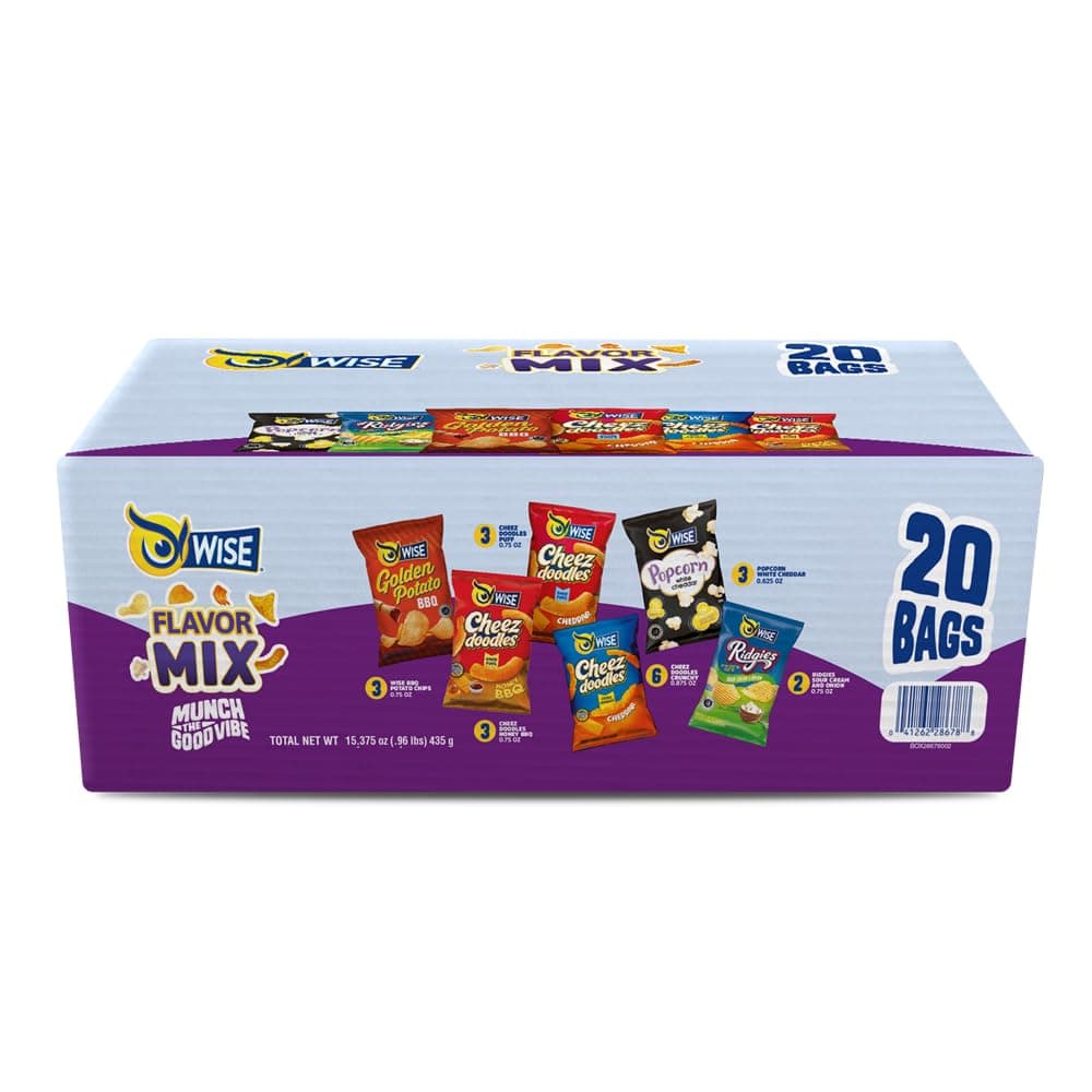 Wise Snacks Flavor Mix Potato Chips Variety Pack (20 Count) - Real Ingredients, MultiPack Gluten-Free 0g Trans Fat, No Preservative 0.875 Ounce Snacks thumbnail 5