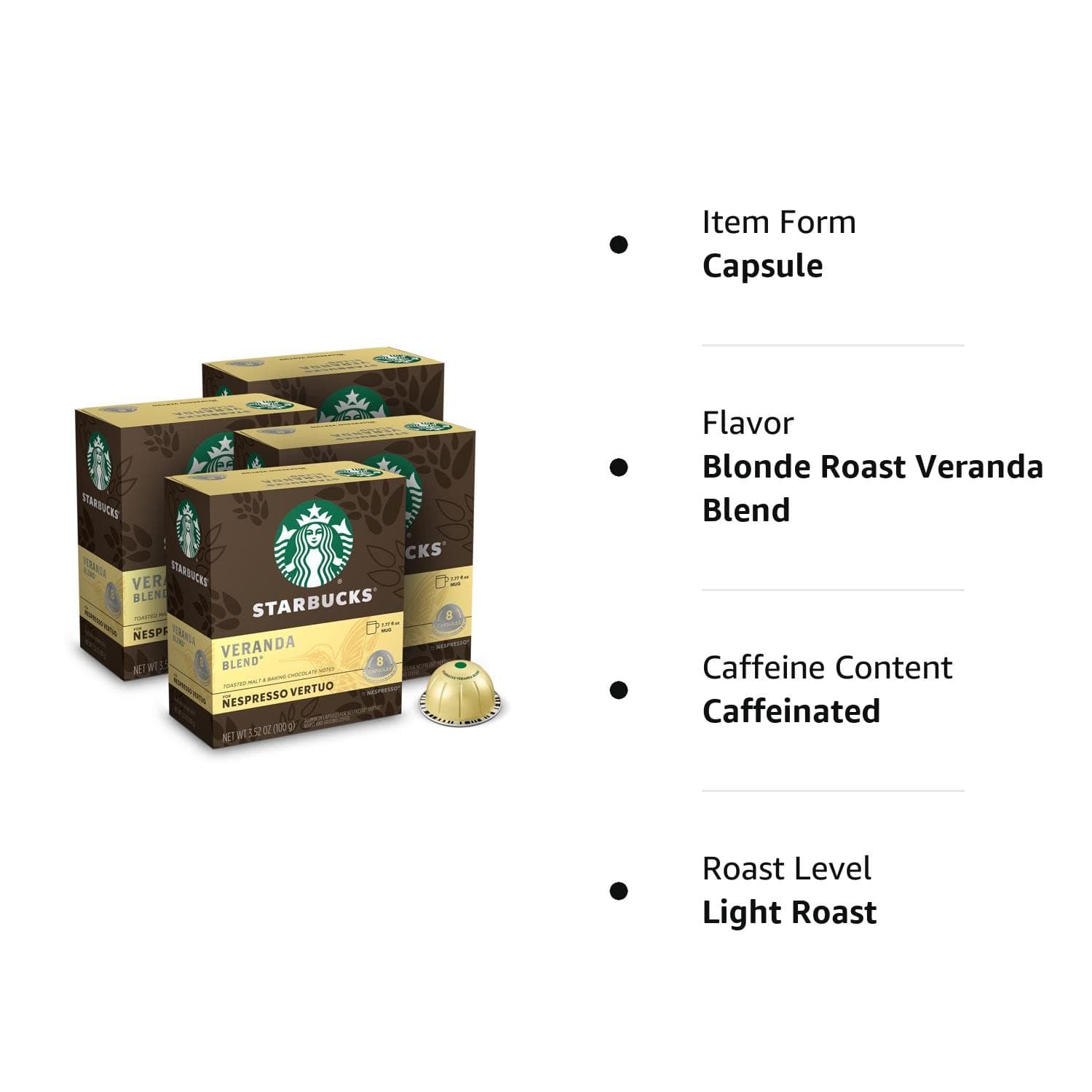 Starbucks by Nespresso Vertuo, Veranda Blend, Blonde Roast Coffee, 32-count Coffee Pods, Brews 7.8 oz. thumbnail 8