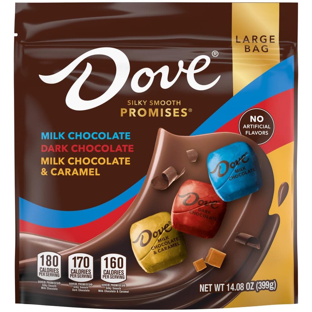 DOVE PROMISES Milk Chocolate, Dark Chocolate, and Milk Chocolate & Caramel Variety Assortment, 14.08 Oz Large Bag thumbnail 3