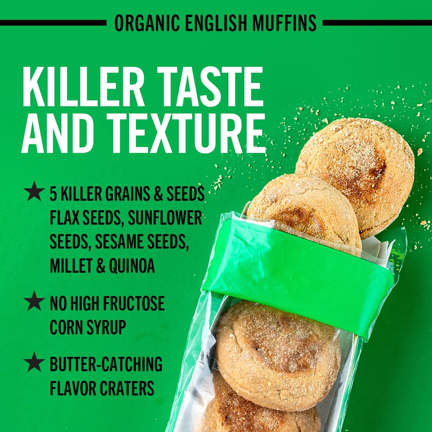 Dave's Killer Bread Rockin' Grains English Muffins, Organic Whole Grain English Muffins, 6 Count thumbnail 7