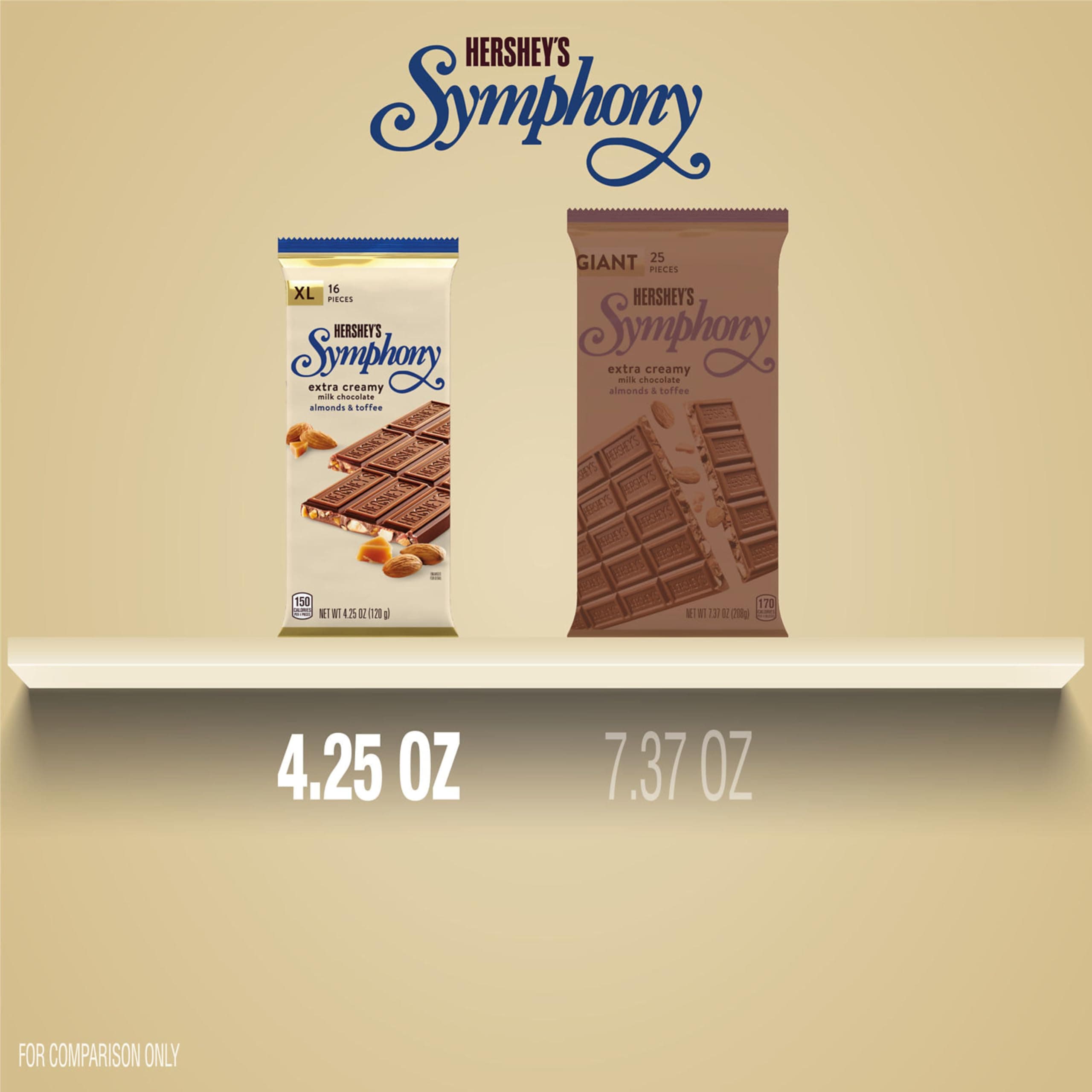 HERSHEY'S SYMPHONY Milk Chocolate, Almonds and Toffee XL, Candy Bar, 4.25 oz (16 Pieces) thumbnail 7