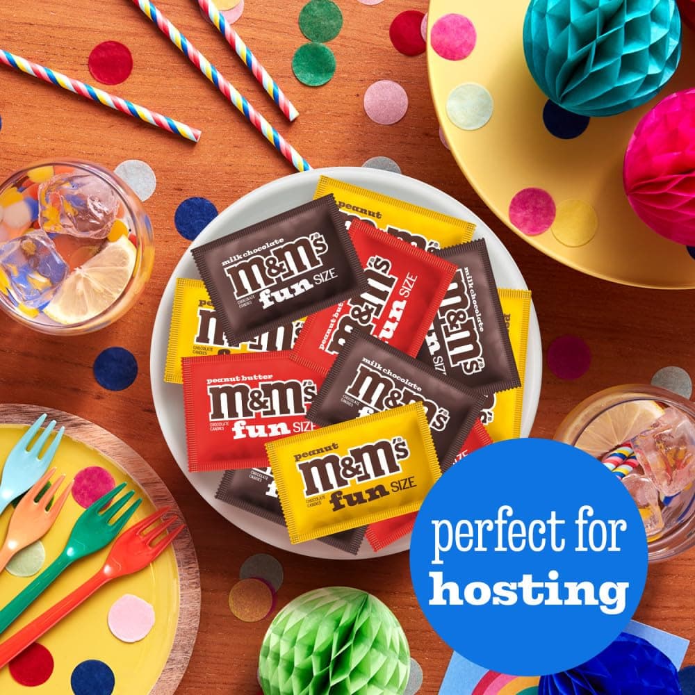 M&M'S Milk Chocolate, Peanut & Peanut Butter Fun Size Variety Pack, Party Size, 19.41 Oz Bulk Candy Bag thumbnail 5