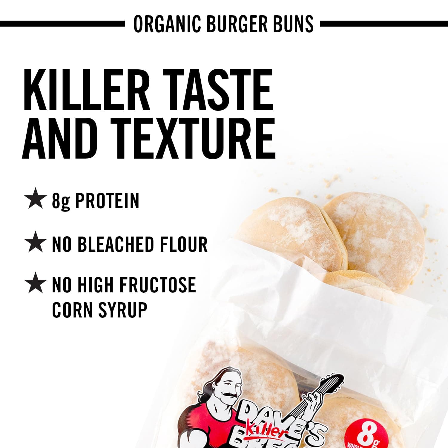 Dave's Killer Bread Burger Buns Done Right, Organic White Bread Hamburger Buns, 8 Count thumbnail 6