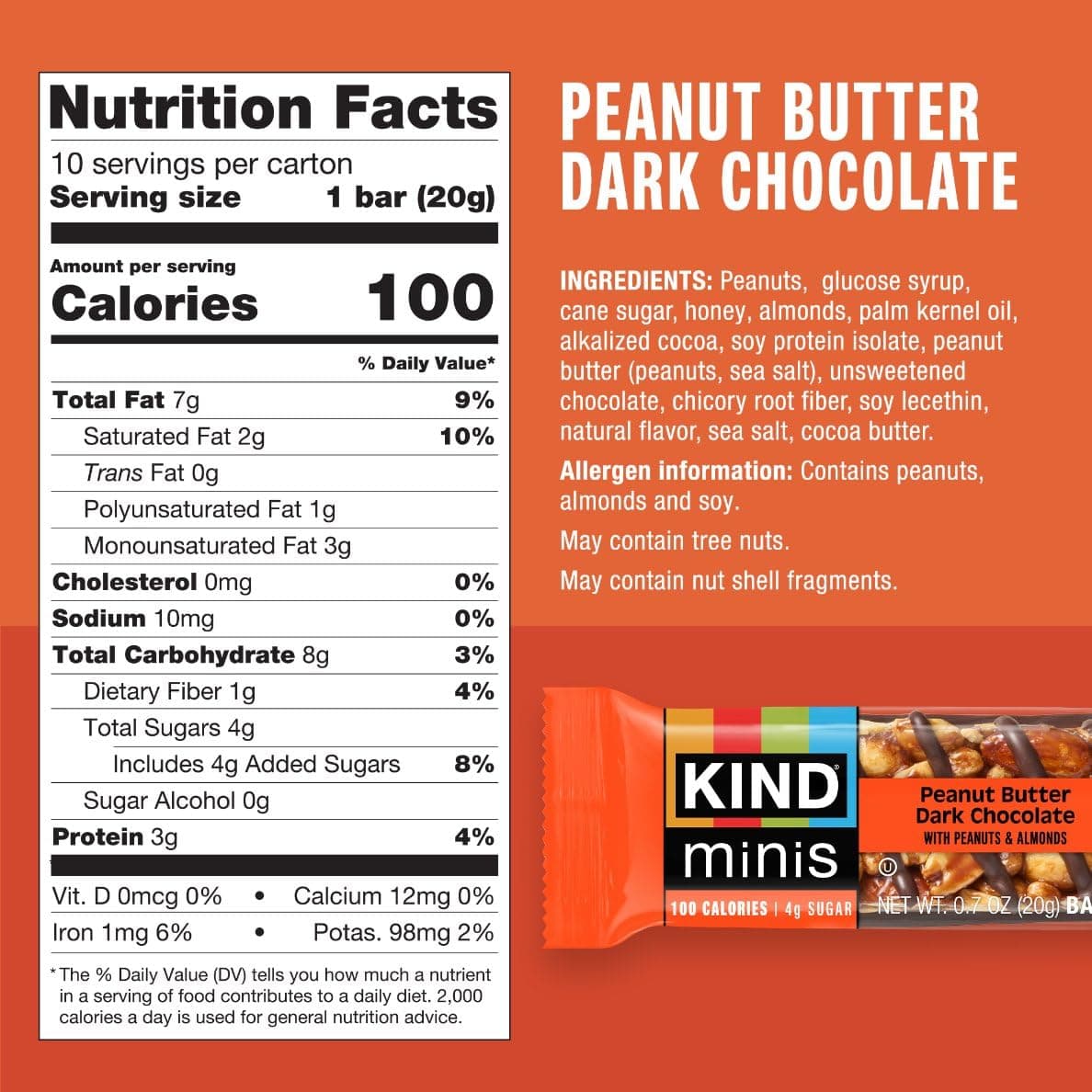 KIND Mini Snack Bars Variety Pack, Gluten Free, Low Sugar, Low Calorie Snacks, Dark Chocolate Nuts & Sea Salt, Peanut Butter Dark Chocolate, Caramel Almond & Sea Salt, 30 Count thumbnail 3