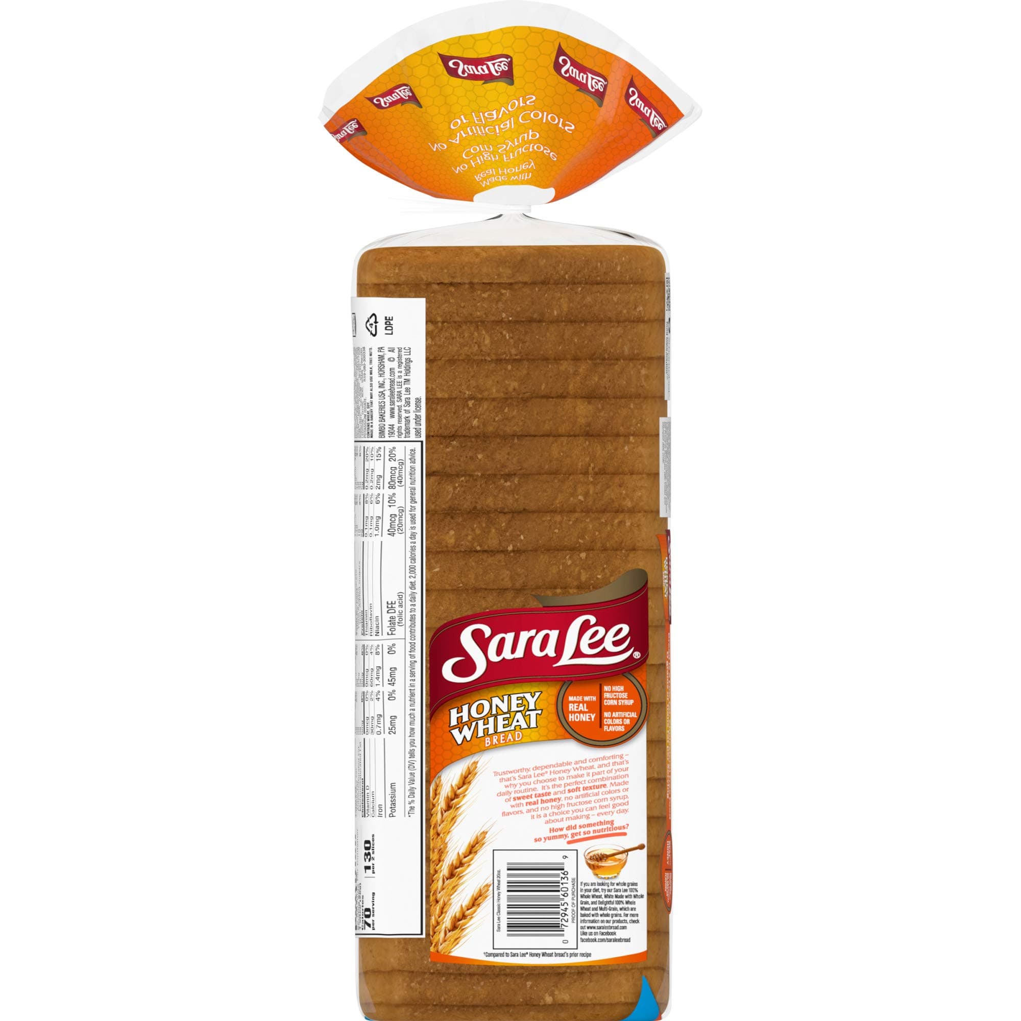 Sara Lee Honey Wheat Sandwich Bread, 20 Oz Loaf of Honey Wheat Bread With No Artificial Colors or Flavors thumbnail 12