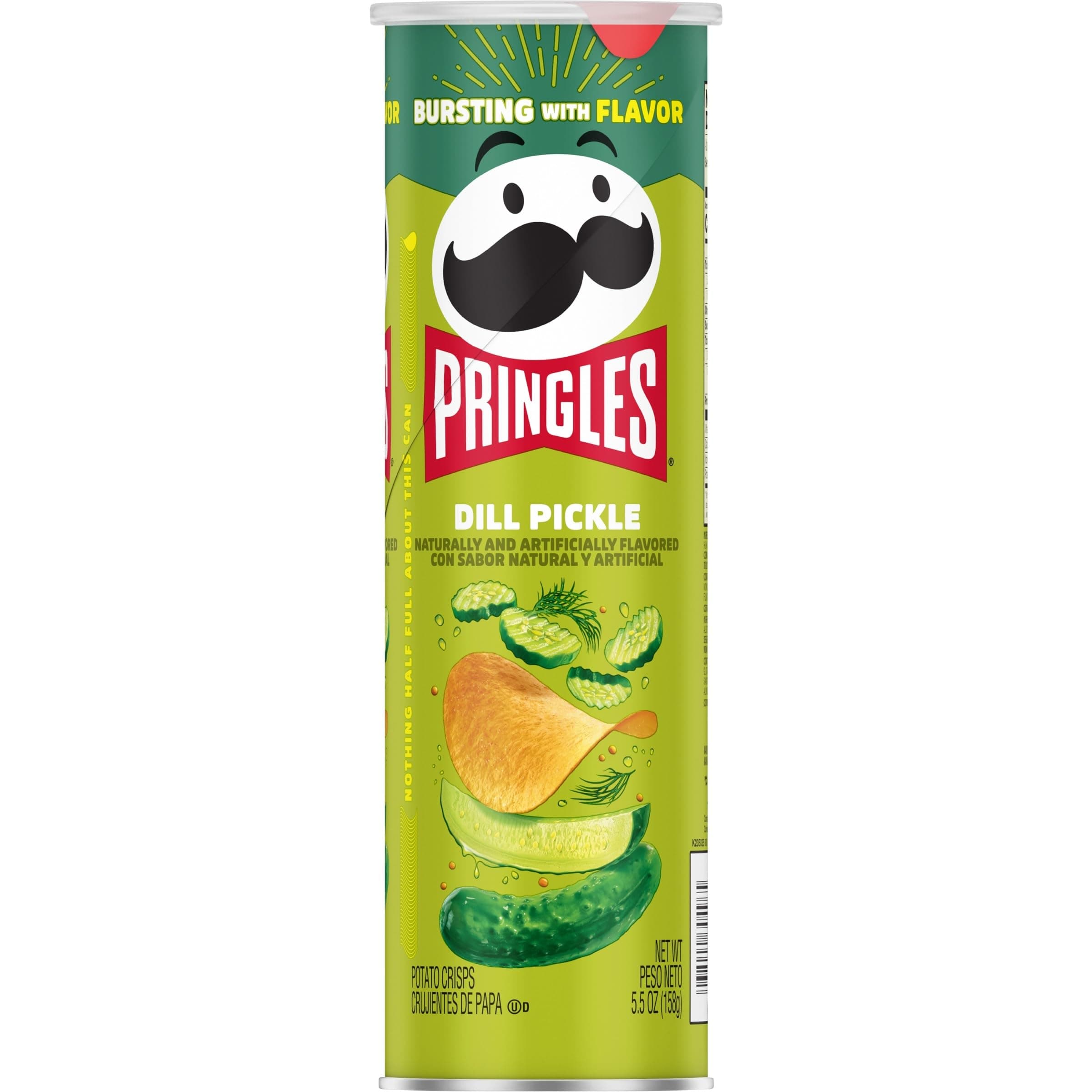 Pringles Potato Crisps Chips, Lunch Snacks, On-the-Go Snacks, Dill Pickle, 5.5oz Can (1 Can) thumbnail 9