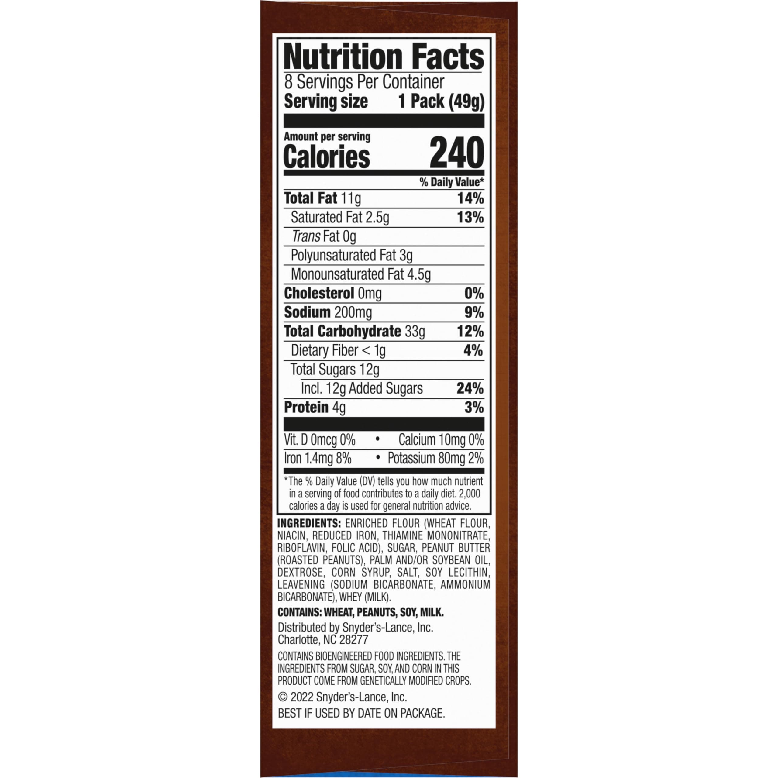 Lance Sandwich Cookies, Nekot Peanut Butter, 8 Individually Wrapped Packs, 6 Sandwiches Each thumbnail 8