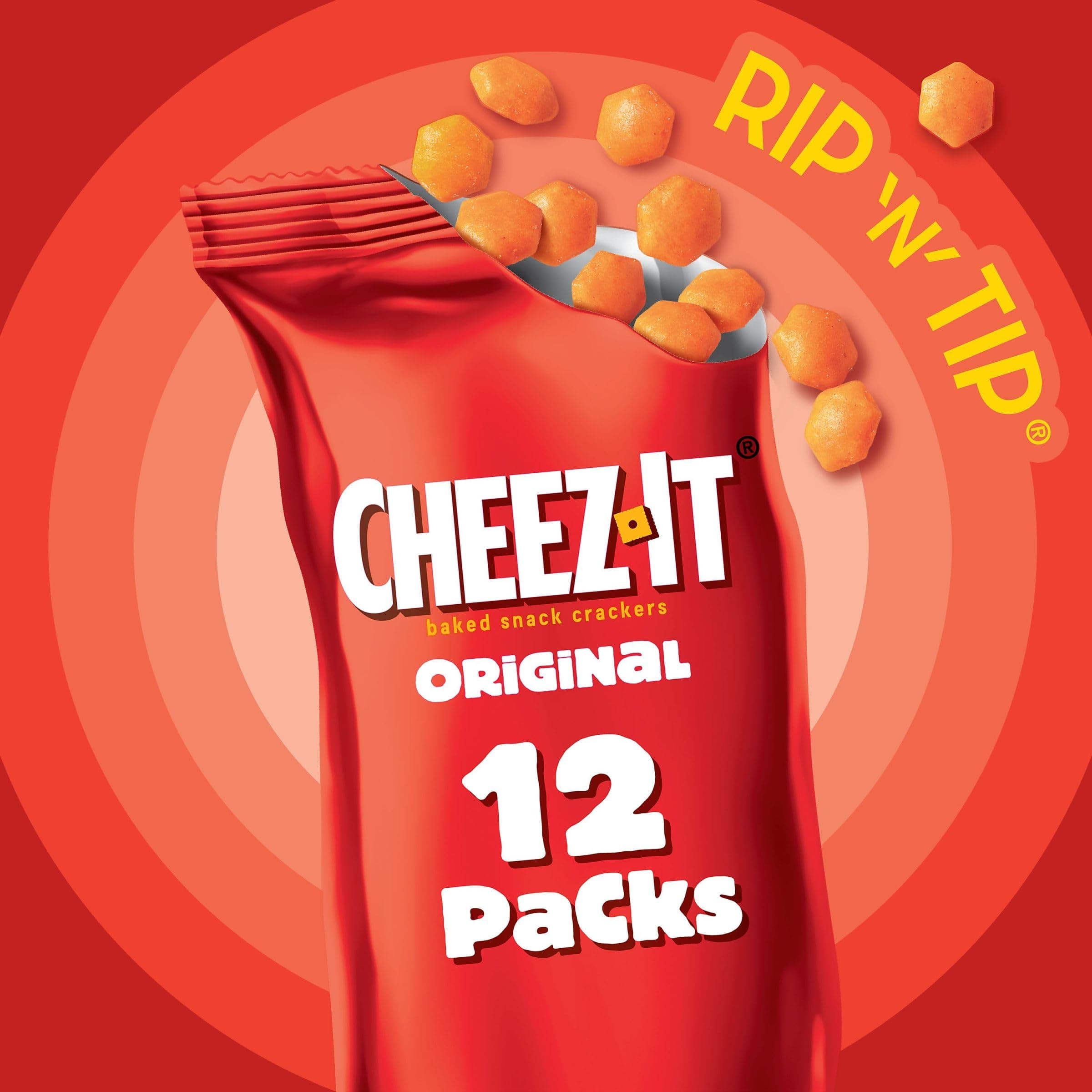 Gripz Mini Cheese Crackers, Kids Snacks, Baked Snack Crackers, Cheez-It Original, 10.8oz Box (12 Pouches) thumbnail 4