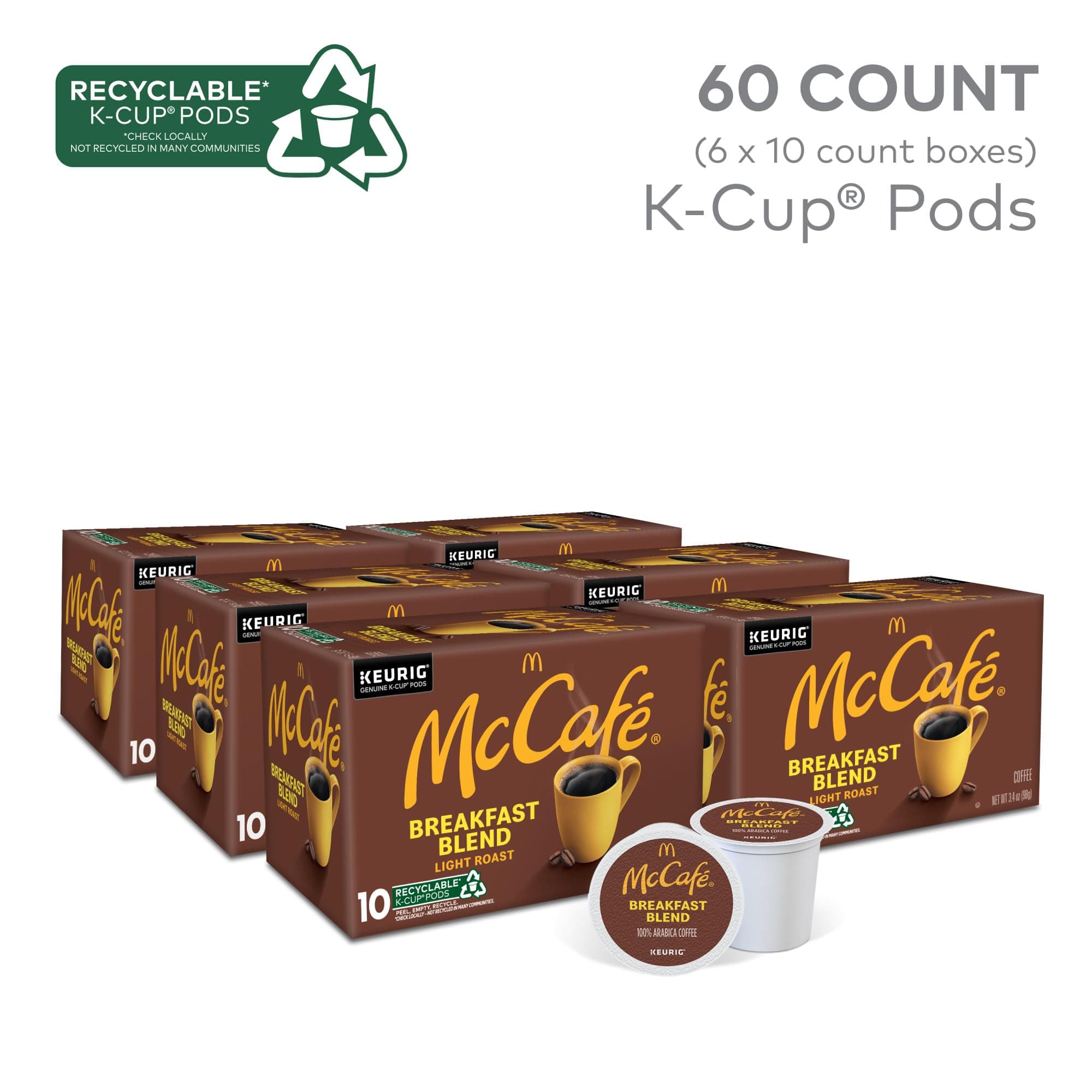 McCafe Breakfast Blend, Single Serve Coffee Keurig K-Cup Pods, Light Roast, 60 Count (6 Packs of 10) thumbnail 2