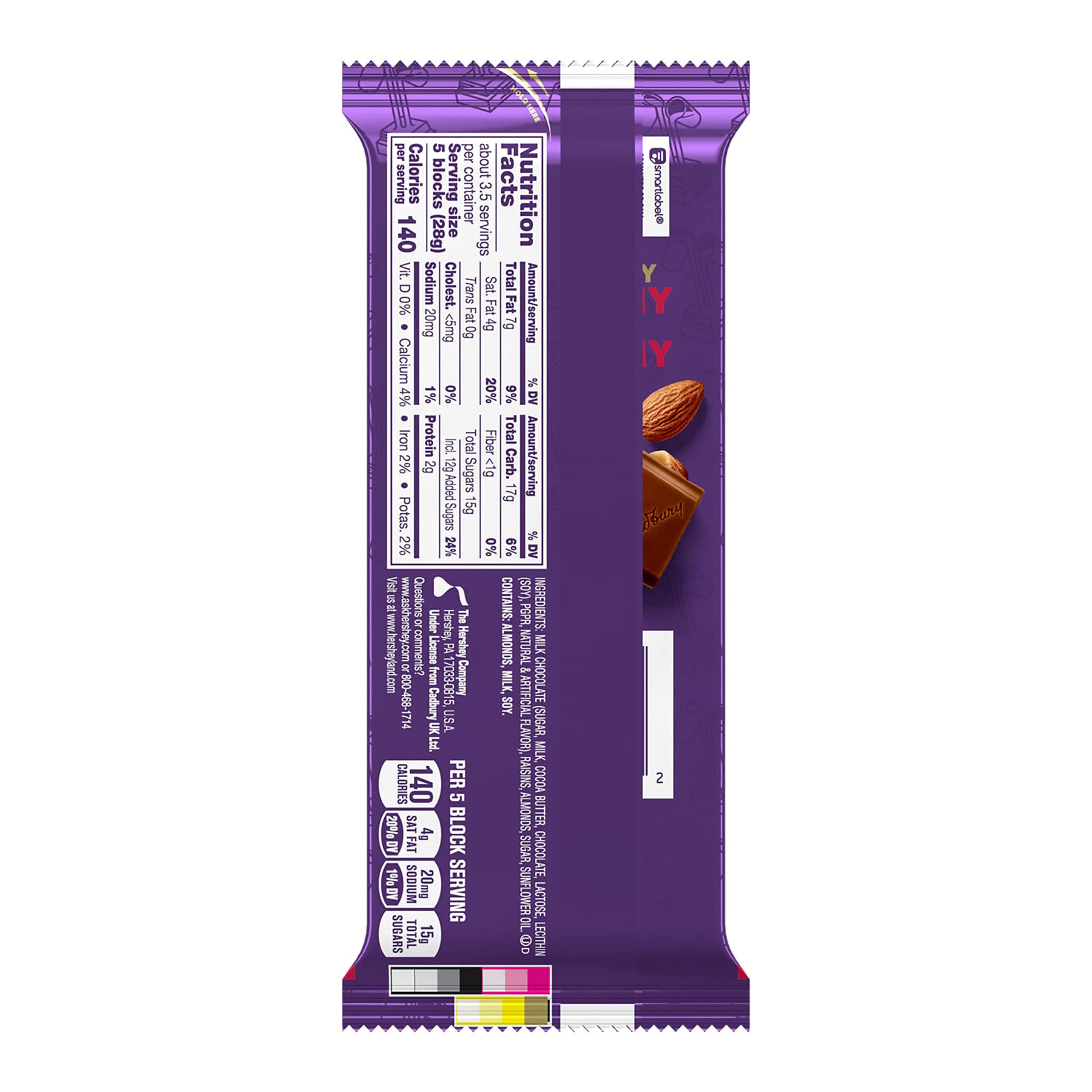 CADBURY DAIRY MILK Fruit & Nut Milk Chocolate Candy Bar, 3.5 oz thumbnail 2