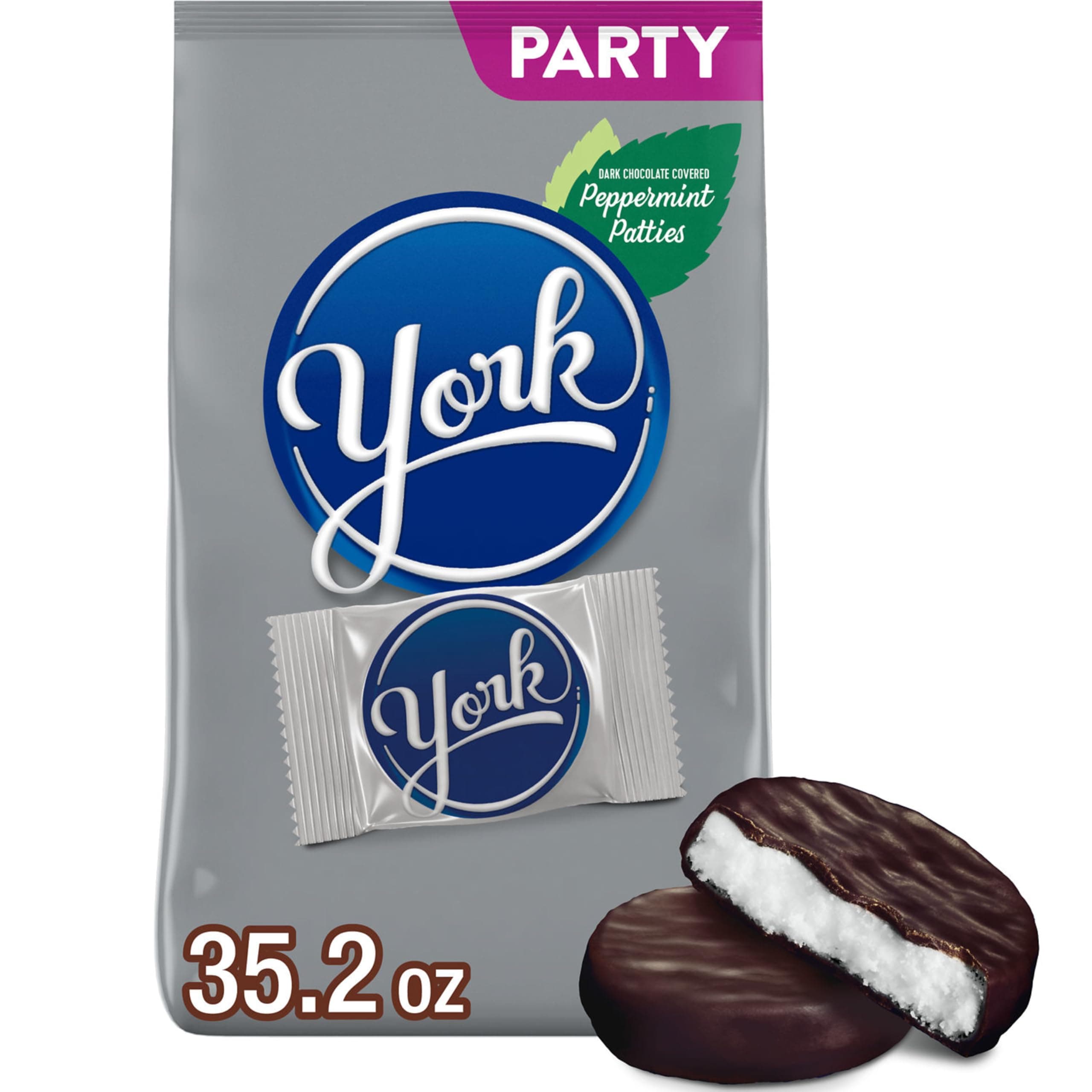 YORK Dark Chocolate Peppermint Pattie Miniatures, Holiday Candy Party Pack, Great Stocking Stuffer 35.2 oz thumbnail 2