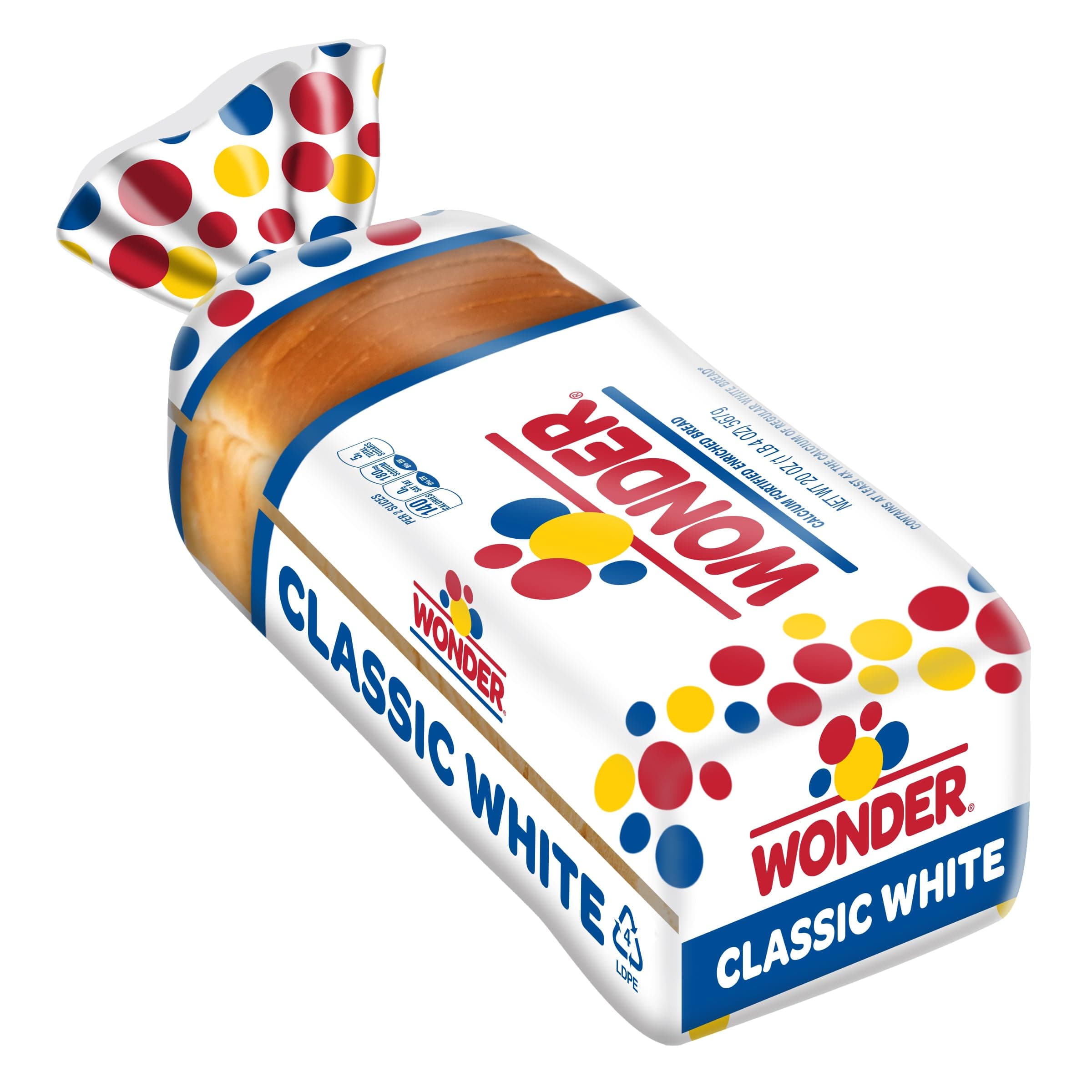 Wonder Bread Classic White Sandwich Bread, Sliced White Bread, 20 Oz Loaf image 1