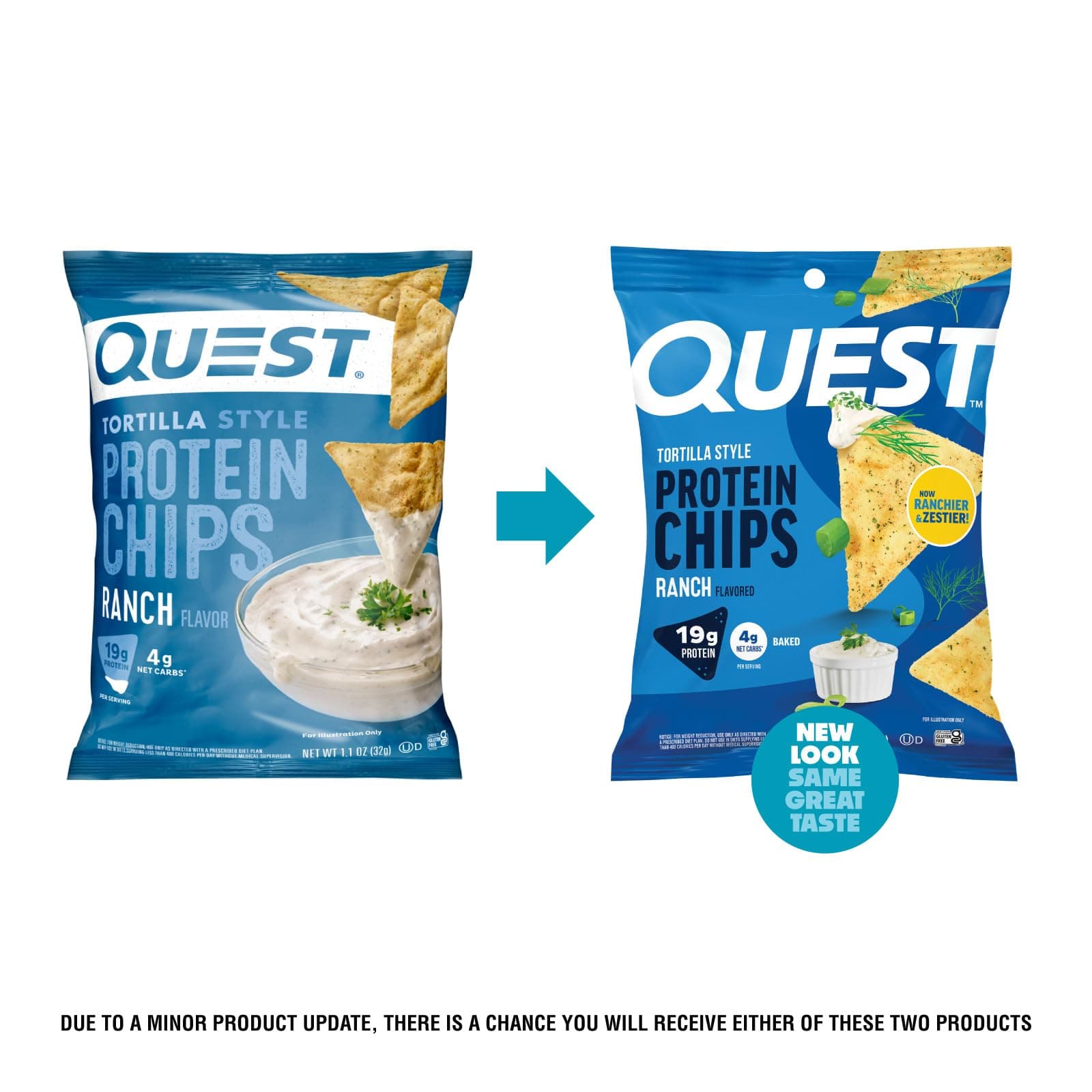 Quest Nutrition Ranch Tortilla Style Protein Chips, 19g Protein, 4g Net Carb, High Protein, Low Carb, Gluten Free, 1.1 Ounce (Pack of 12) thumbnail 2