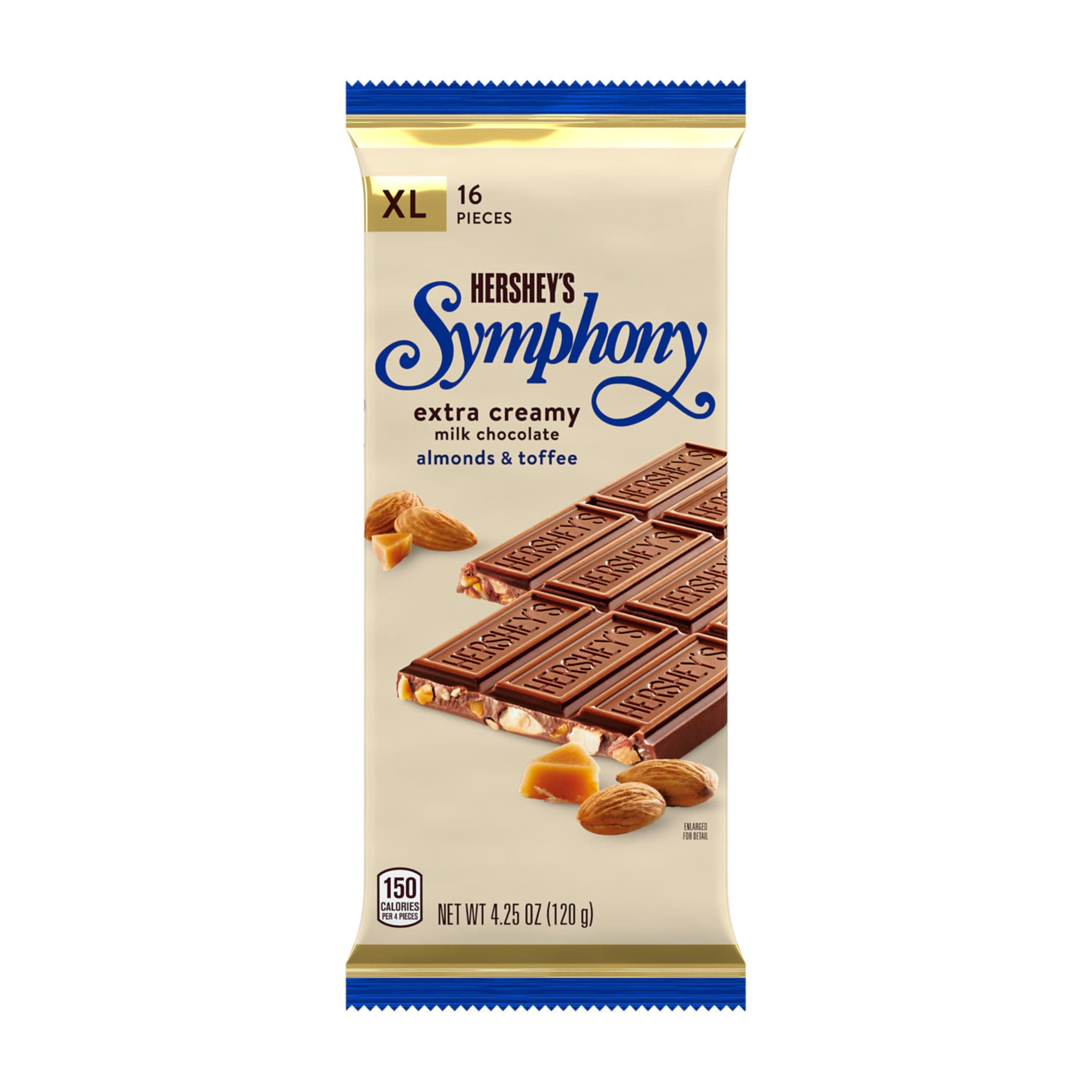 HERSHEY'S SYMPHONY Milk Chocolate, Almonds and Toffee XL, Candy Bar, 4.25 oz (16 Pieces) thumbnail 3