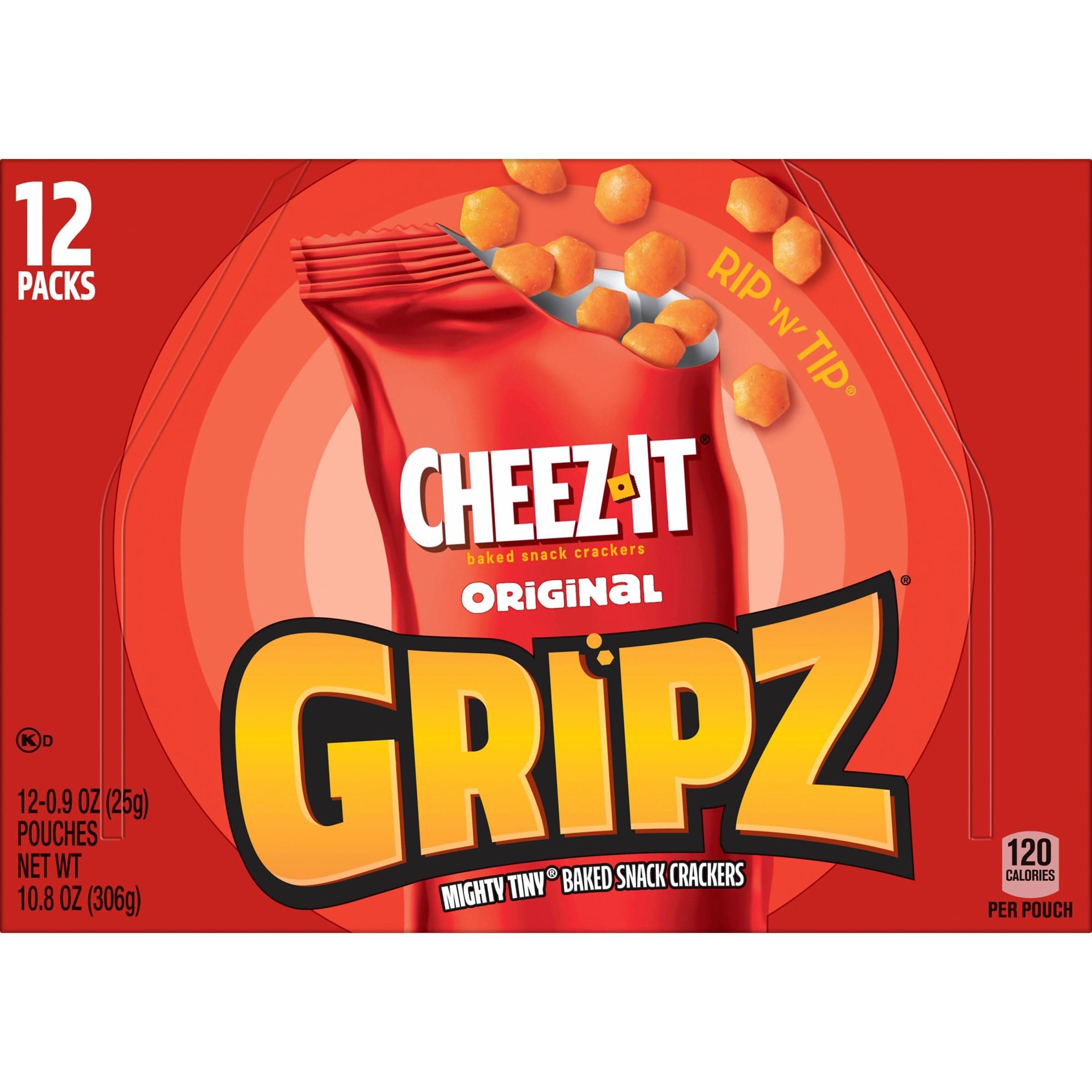 Gripz Mini Cheese Crackers, Kids Snacks, Baked Snack Crackers, Cheez-It Original, 10.8oz Box (12 Pouches) thumbnail 9