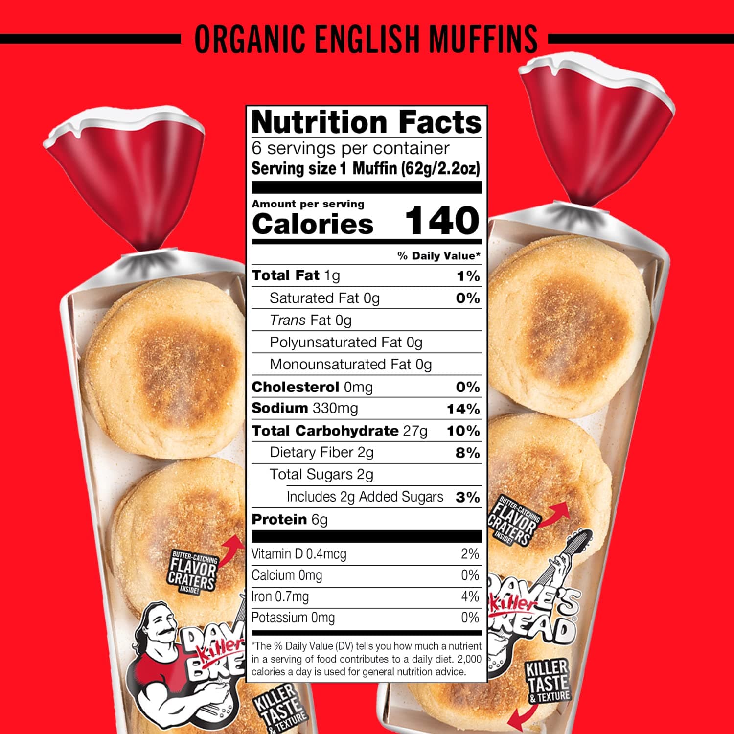 Dave's Killer Bread Killer Classic English Muffins, Organic English Muffins, 6 Count thumbnail 3