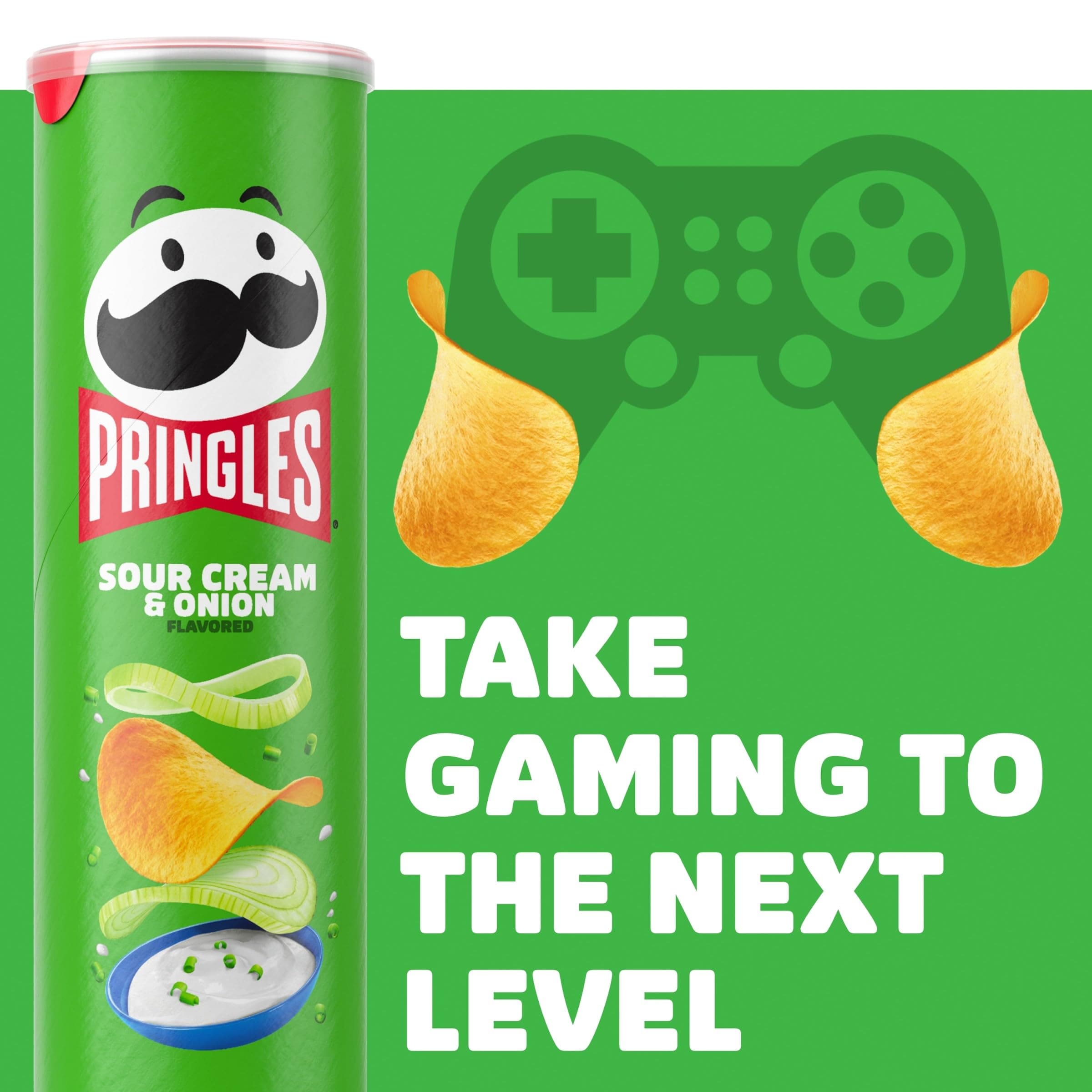 Pringles Potato Crisps Chips, Lunch Snacks, On-The-Go Snacks, Sour Cream and Onion, 5.5oz Can (1 Can) thumbnail 7