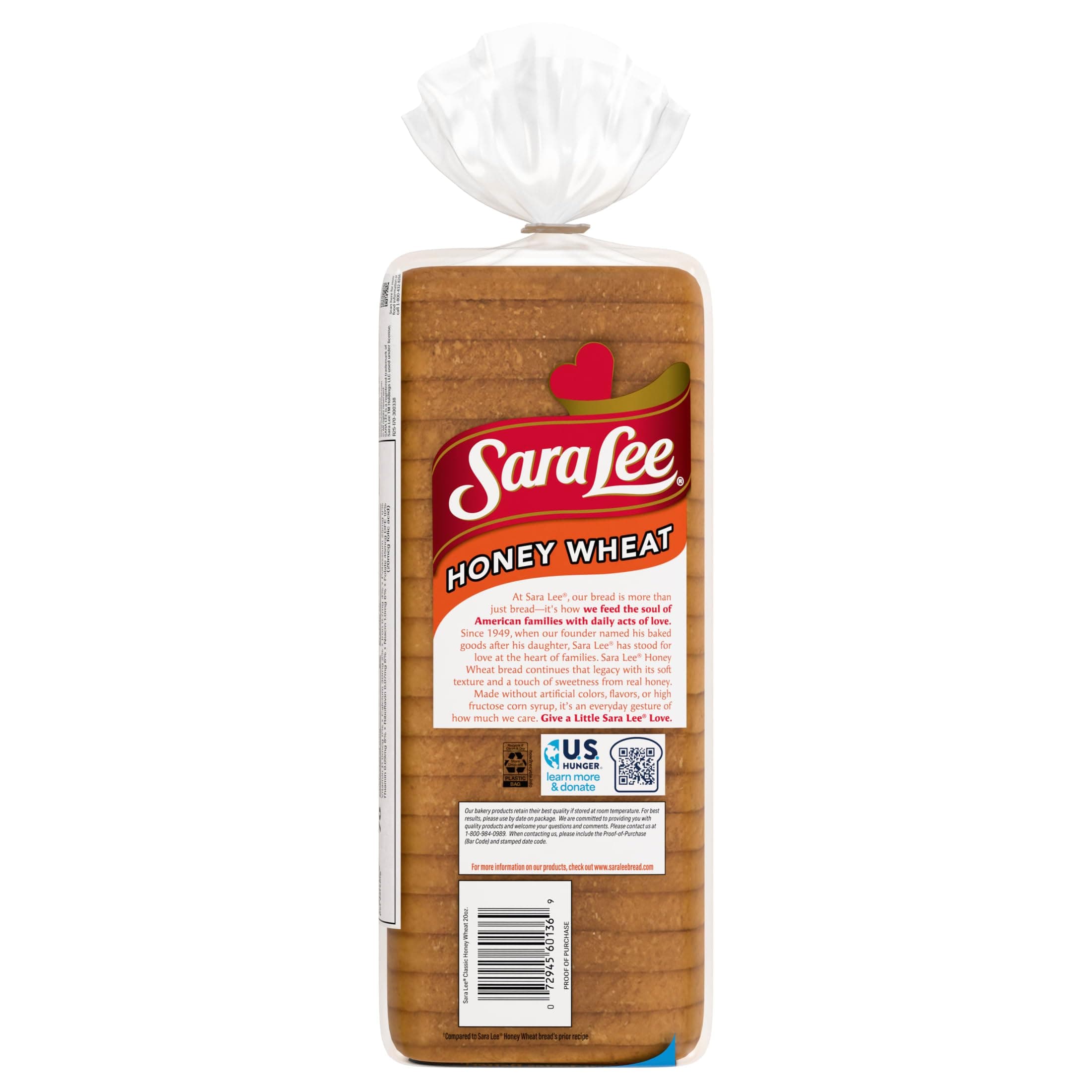 Sara Lee Honey Wheat Sandwich Bread, 20 Oz Loaf of Honey Wheat Bread With No Artificial Colors or Flavors thumbnail 6