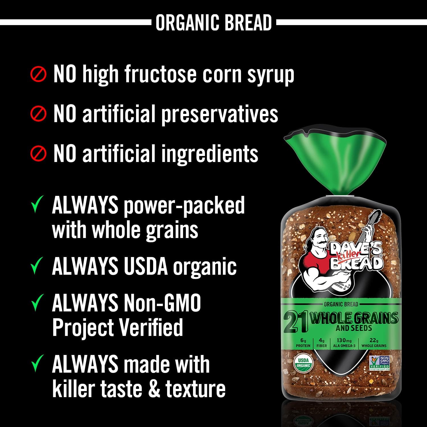 Dave's Killer Bread 21 Whole Grains and Seeds, Whole Grain Organic Bread, 27 oz Loaf thumbnail 7