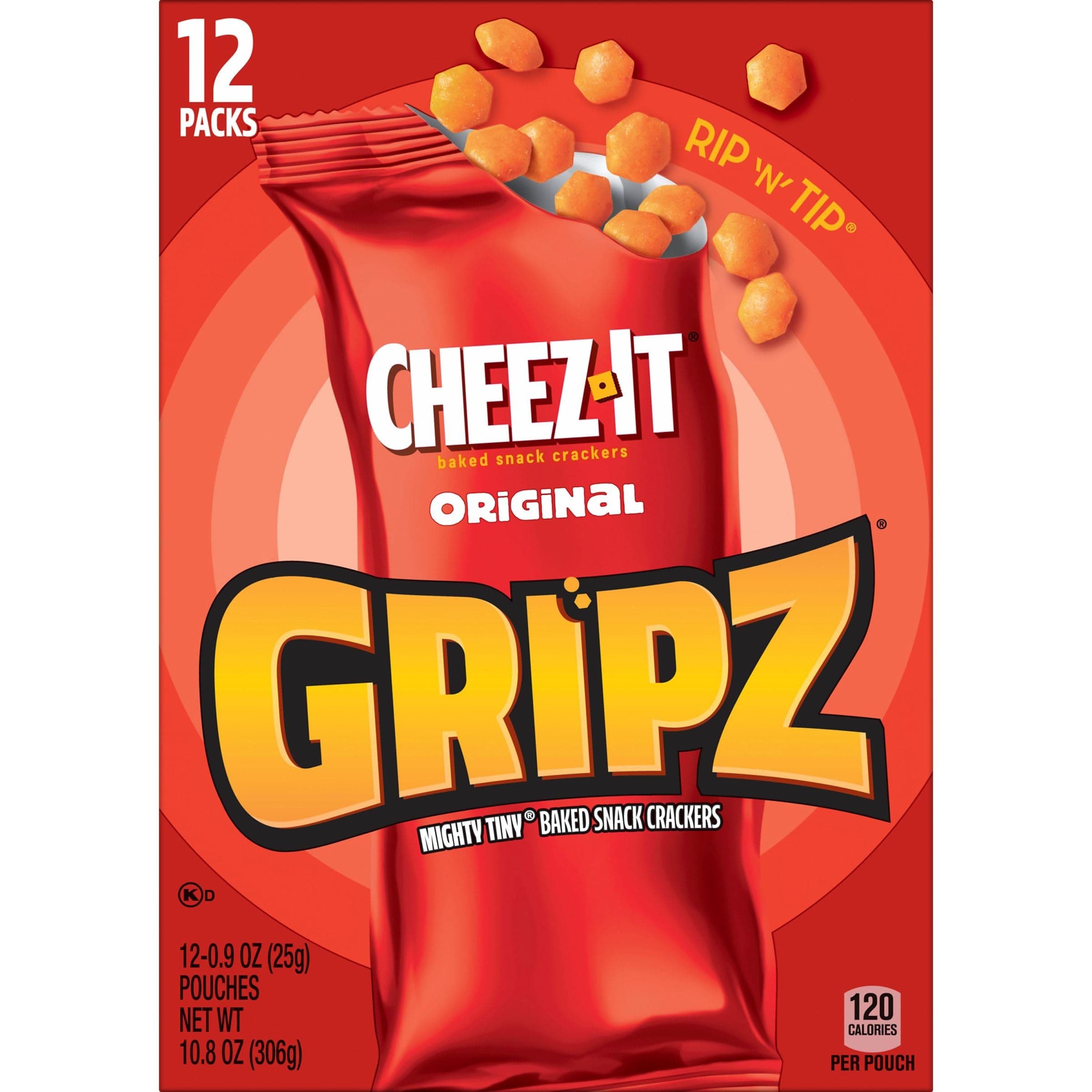 Gripz Mini Cheese Crackers, Kids Snacks, Baked Snack Crackers, Cheez-It Original, 10.8oz Box (12 Pouches) thumbnail 8