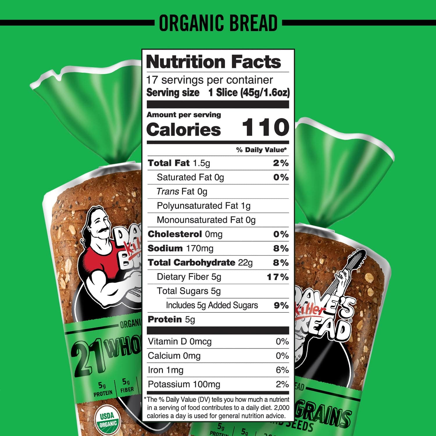 Organic Bread 21 Whole Grains & Seeds, 27 oz. (Pack of 2 Loaves) thumbnail 8