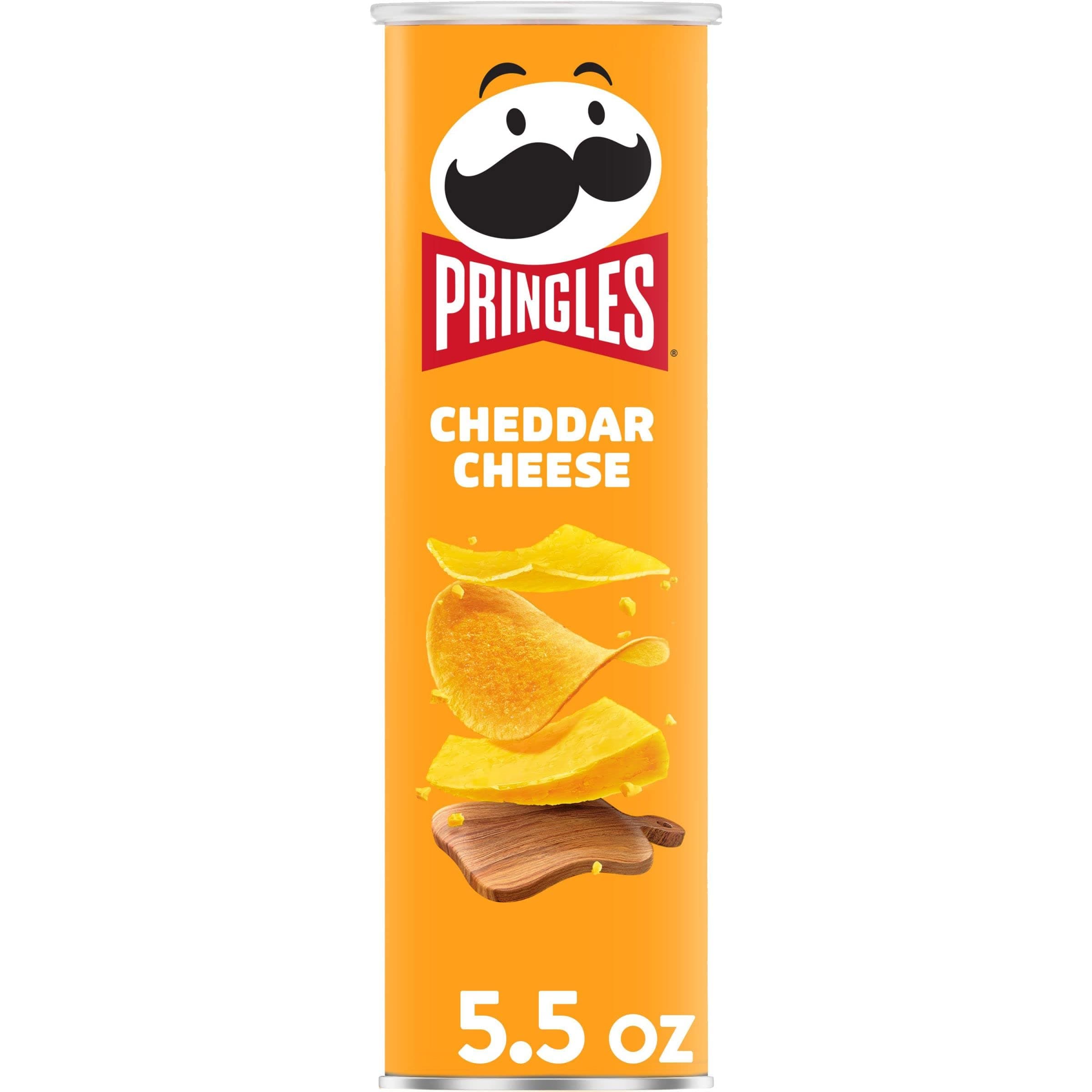 Pringles Potato Crisps Chips, Lunch Snacks, On-the-Go Snacks, Cheddar Cheese, 5.5oz Can (1 Can) thumbnail 2