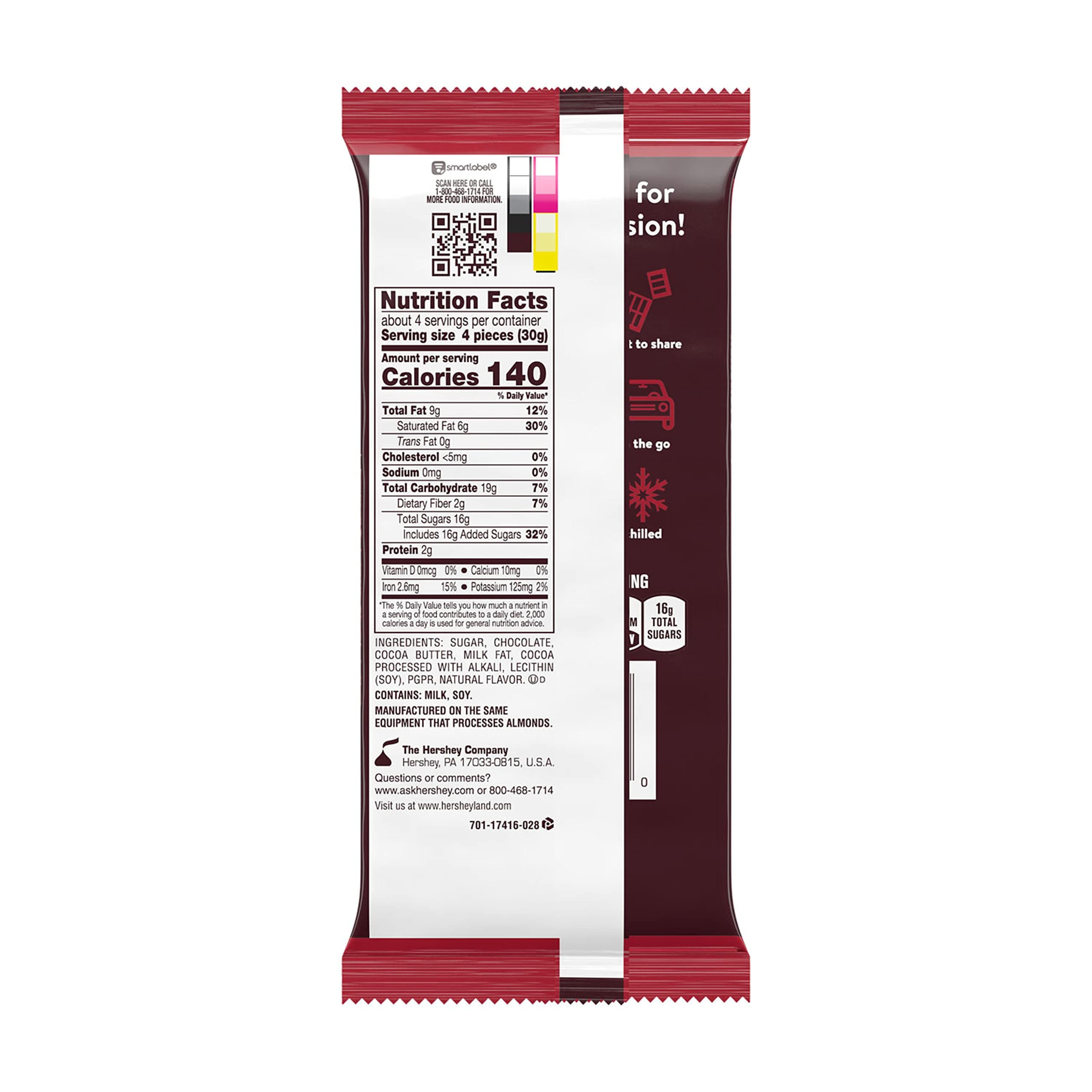 HERSHEY'S SPECIAL DARK Mildly Sweet Chocolate XL, Candy Bar, 4.25 oz (16 Pieces) thumbnail 2
