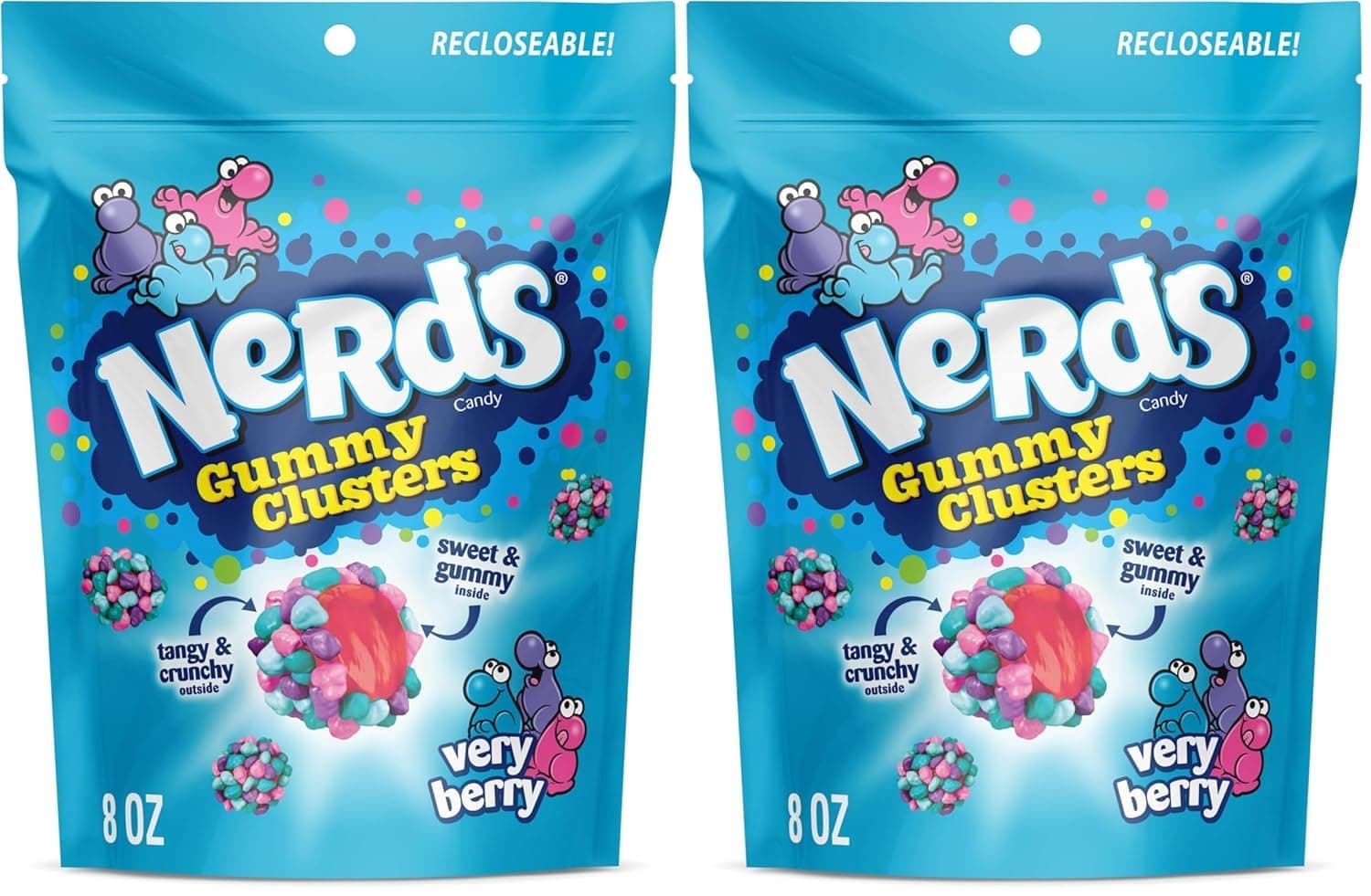 NERDS Gummy Clusters Candy, Very Berry, Crunchy and Gummy, 8 oz (Pack of 2) thumbnail 2
