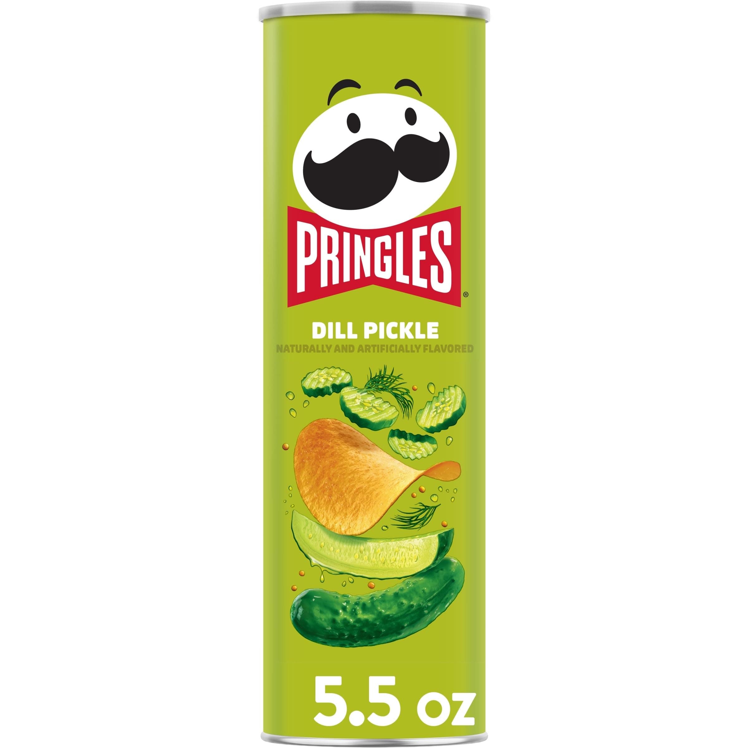 Pringles Potato Crisps Chips, Lunch Snacks, On-the-Go Snacks, Dill Pickle, 5.5oz Can (1 Can) thumbnail 2