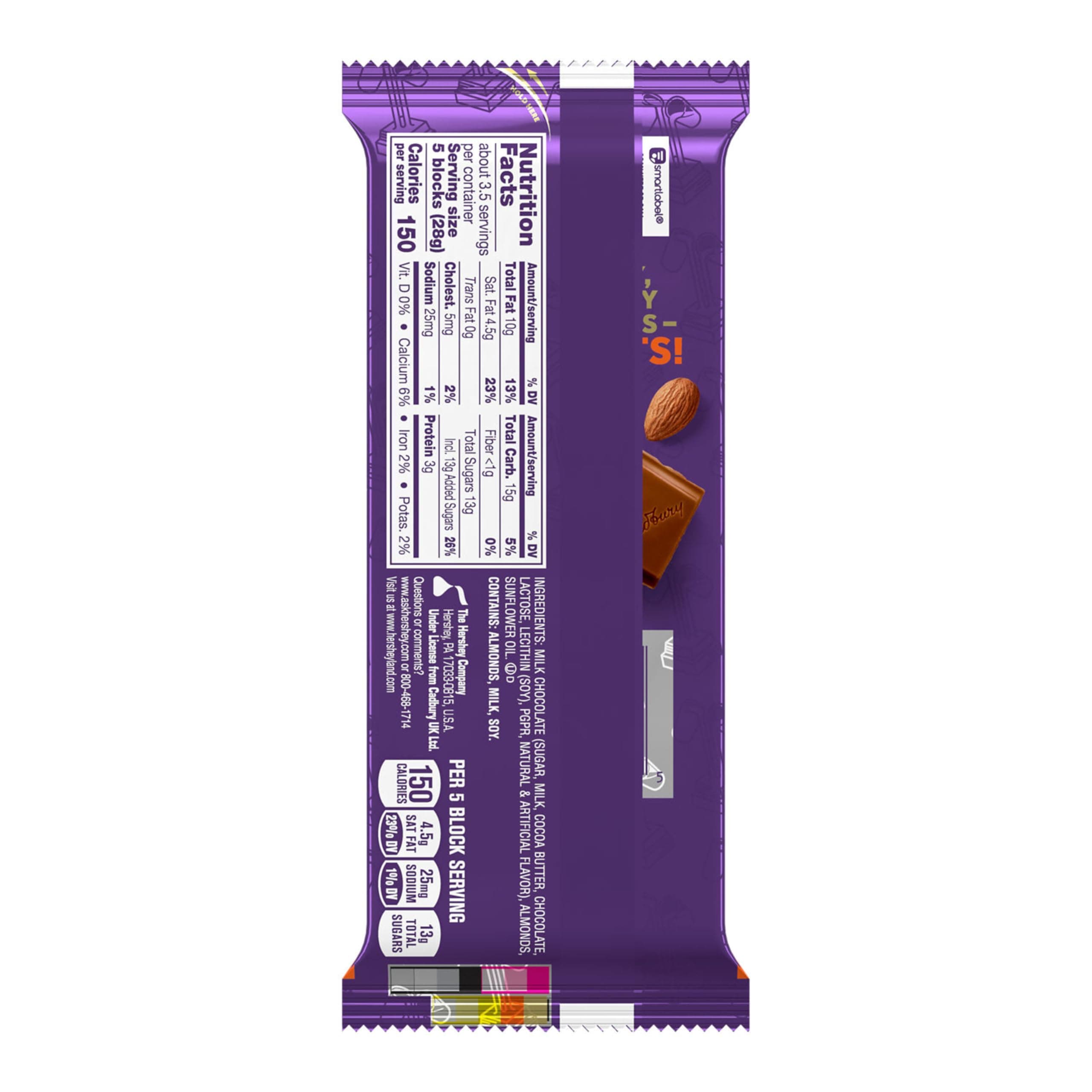 CADBURY DAIRY MILK Roast Almond Milk Chocolate Candy Bar, 3.5 oz thumbnail 3